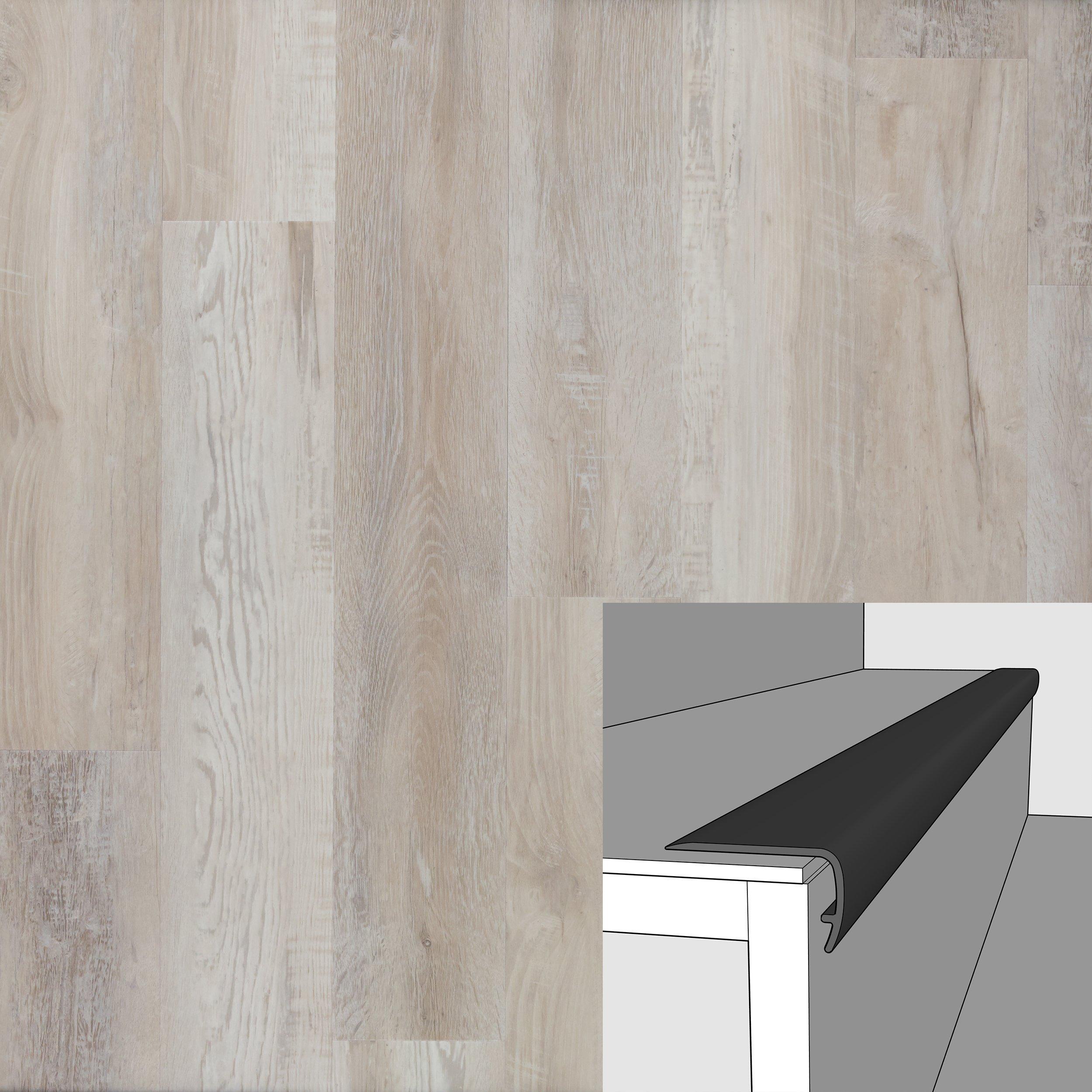 Highland White 94in. Vinyl Overlapping Stair Nose