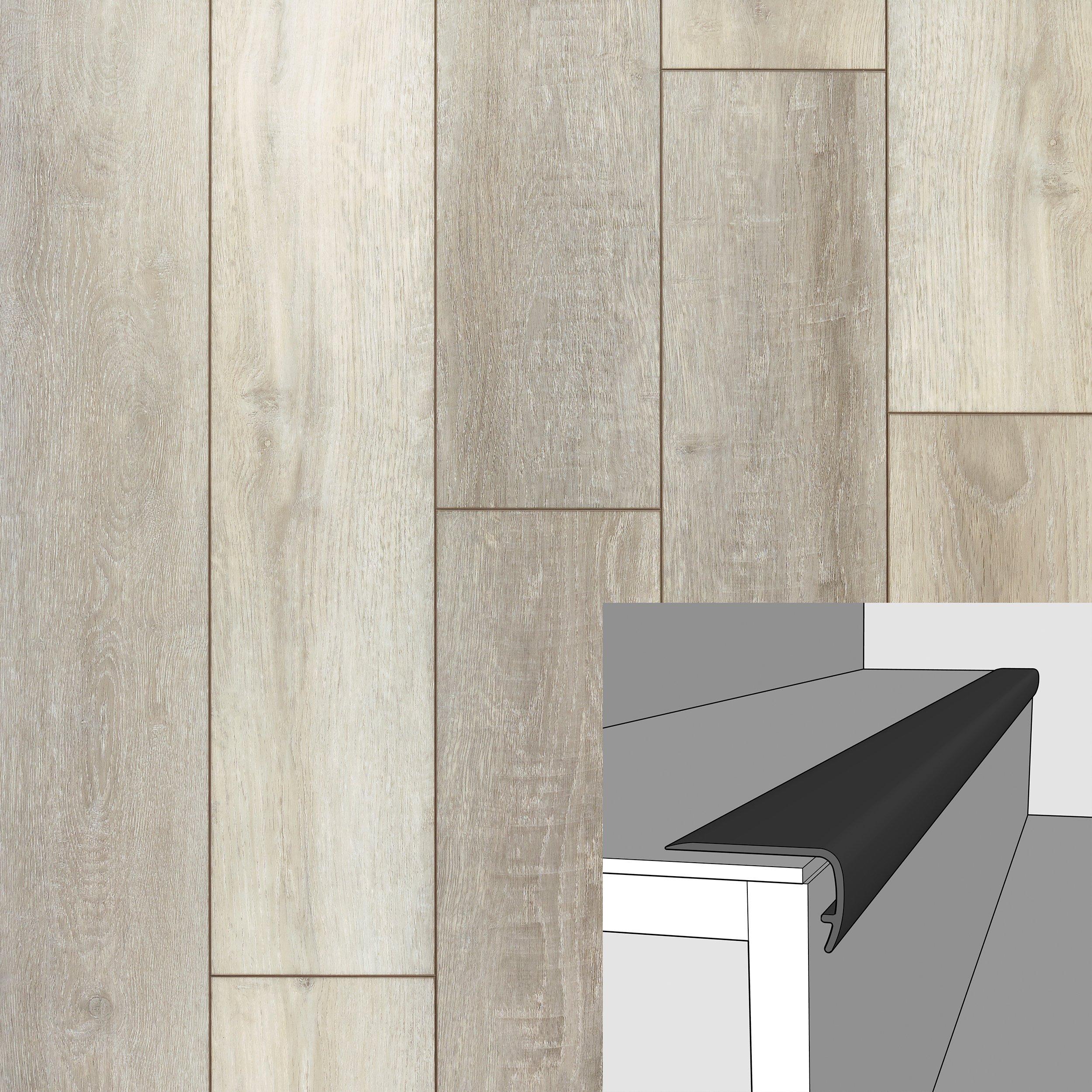 Empire Grey Oak 94in. Vinyl Overlapping Stair Nose
