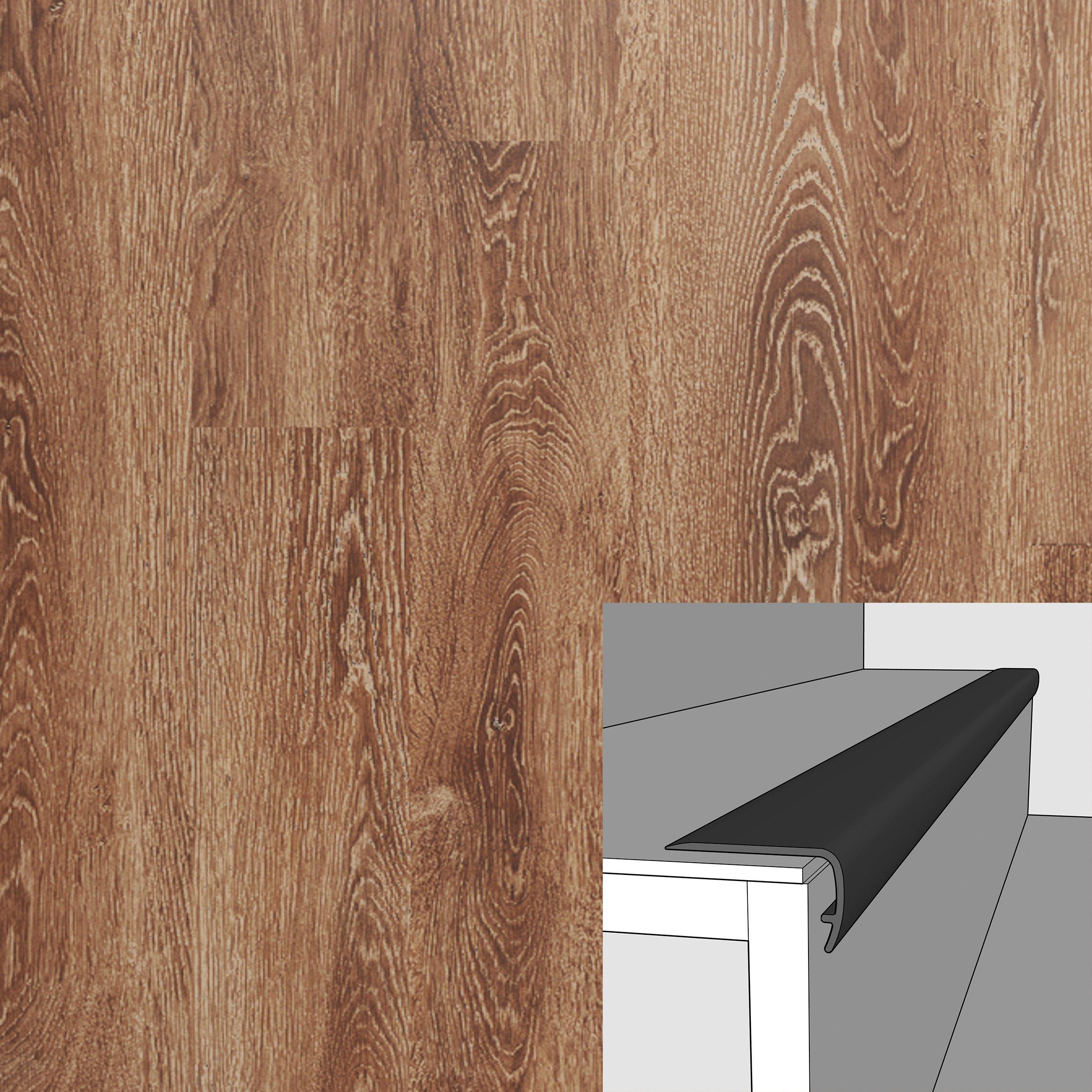 Spalted Caramel Walnut 94in. Vinyl Overlapping Stair Nose