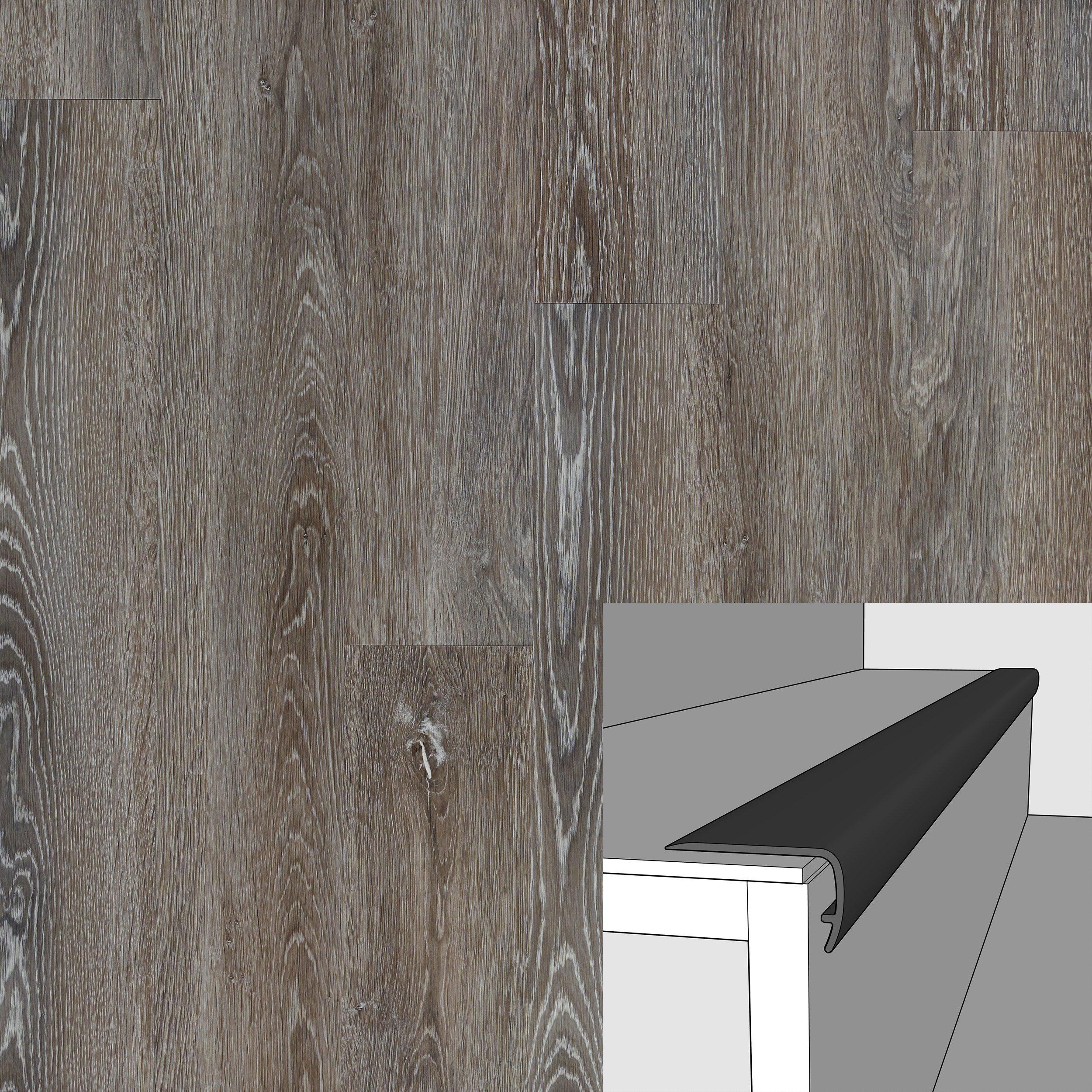 Moderna Greige Ceruse 94in. Vinyl Overlapping Stair Nose