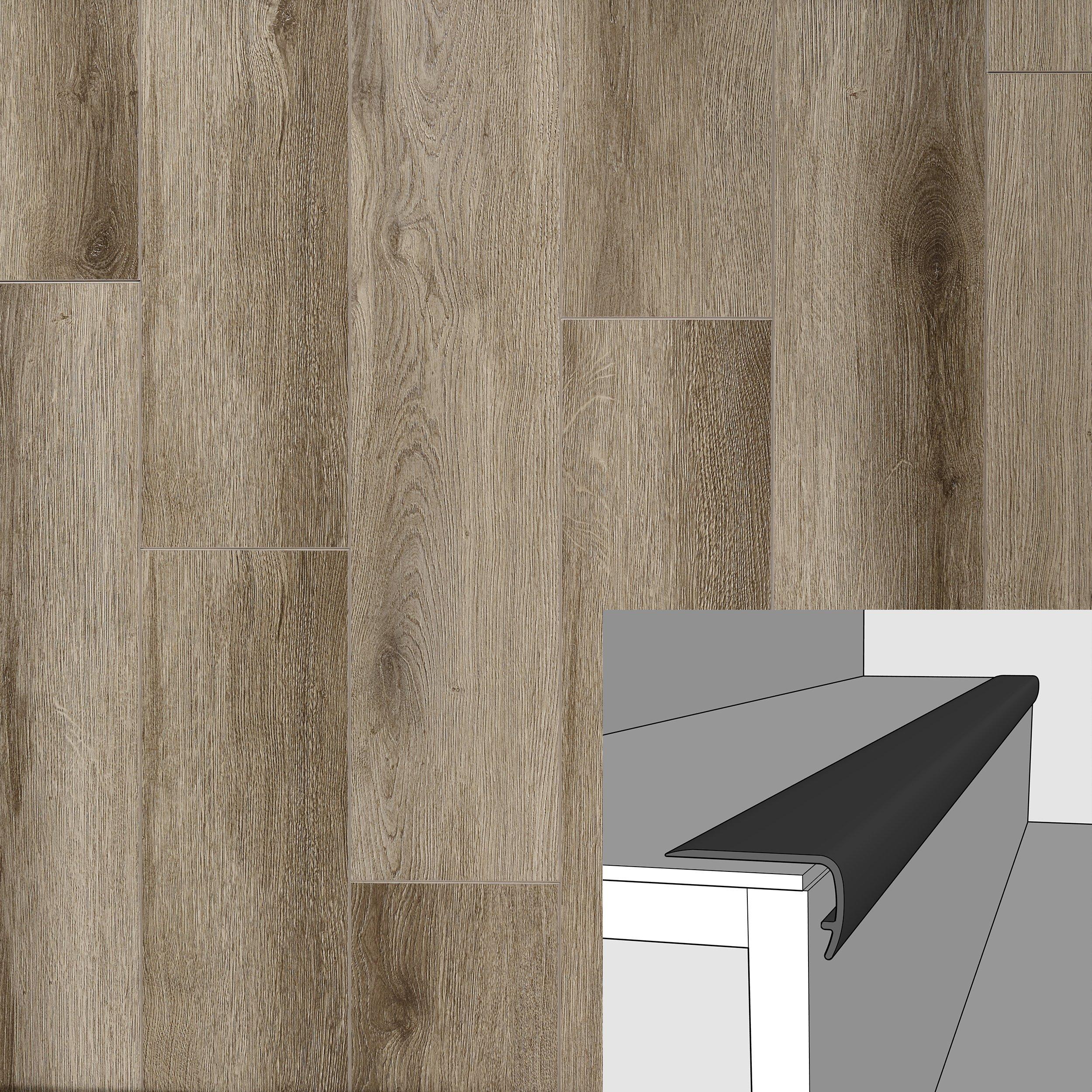 Misty Greige 94in. Vinyl Overlapping Stair Nose