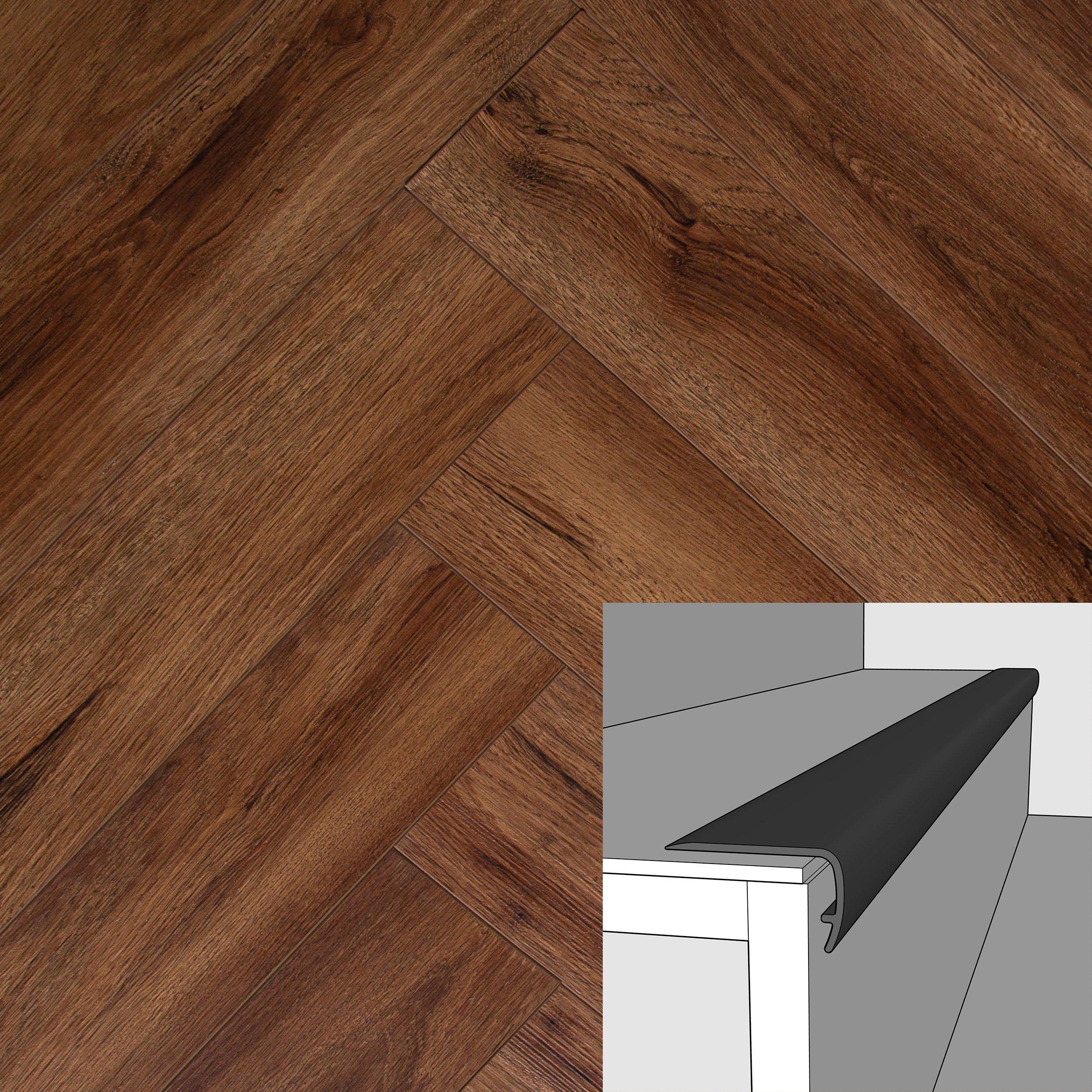 Auburn Oak 94in. Vinyl Overlapping Stair Nose