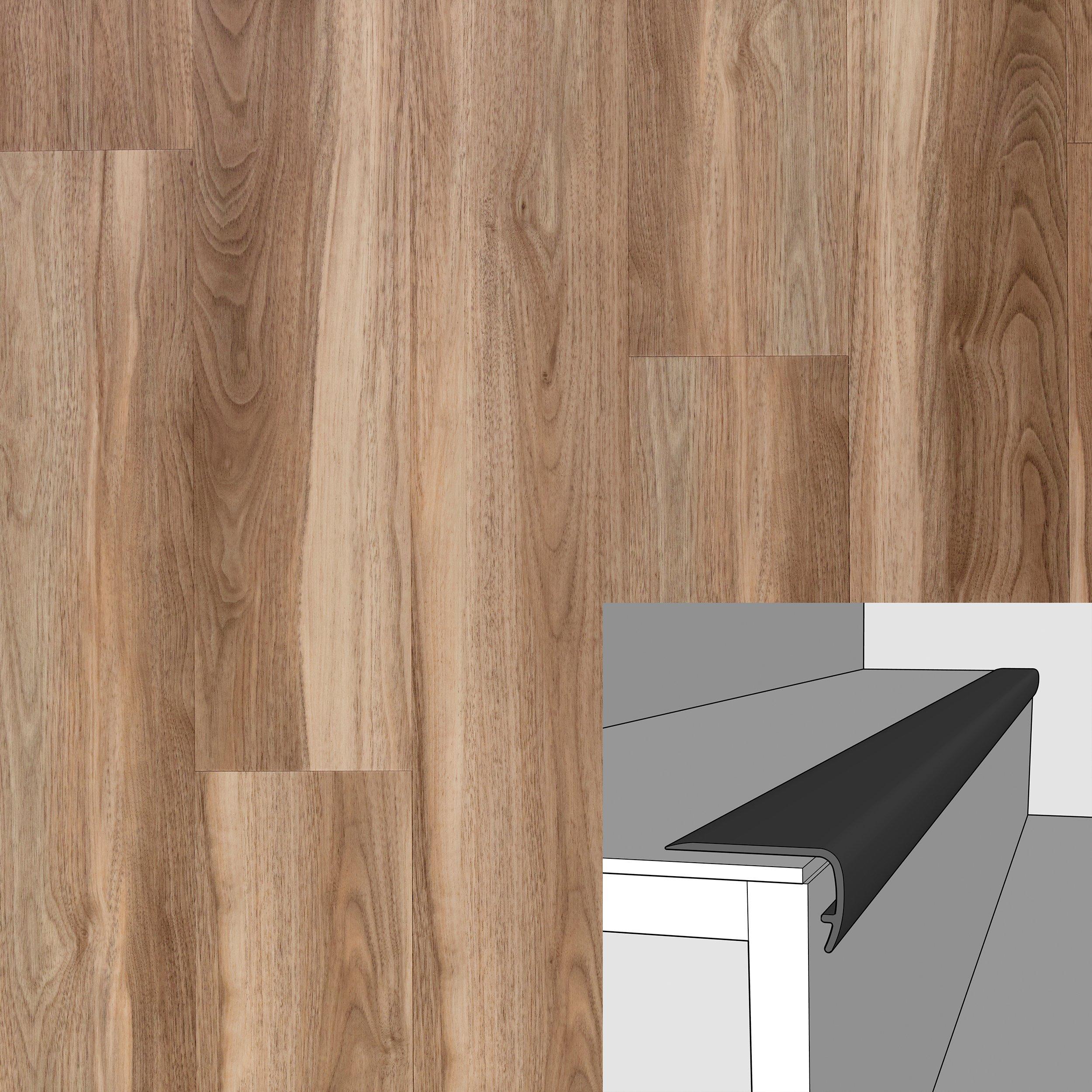 Saddle Walnut 94in. Vinyl Overlapping Stair Nose