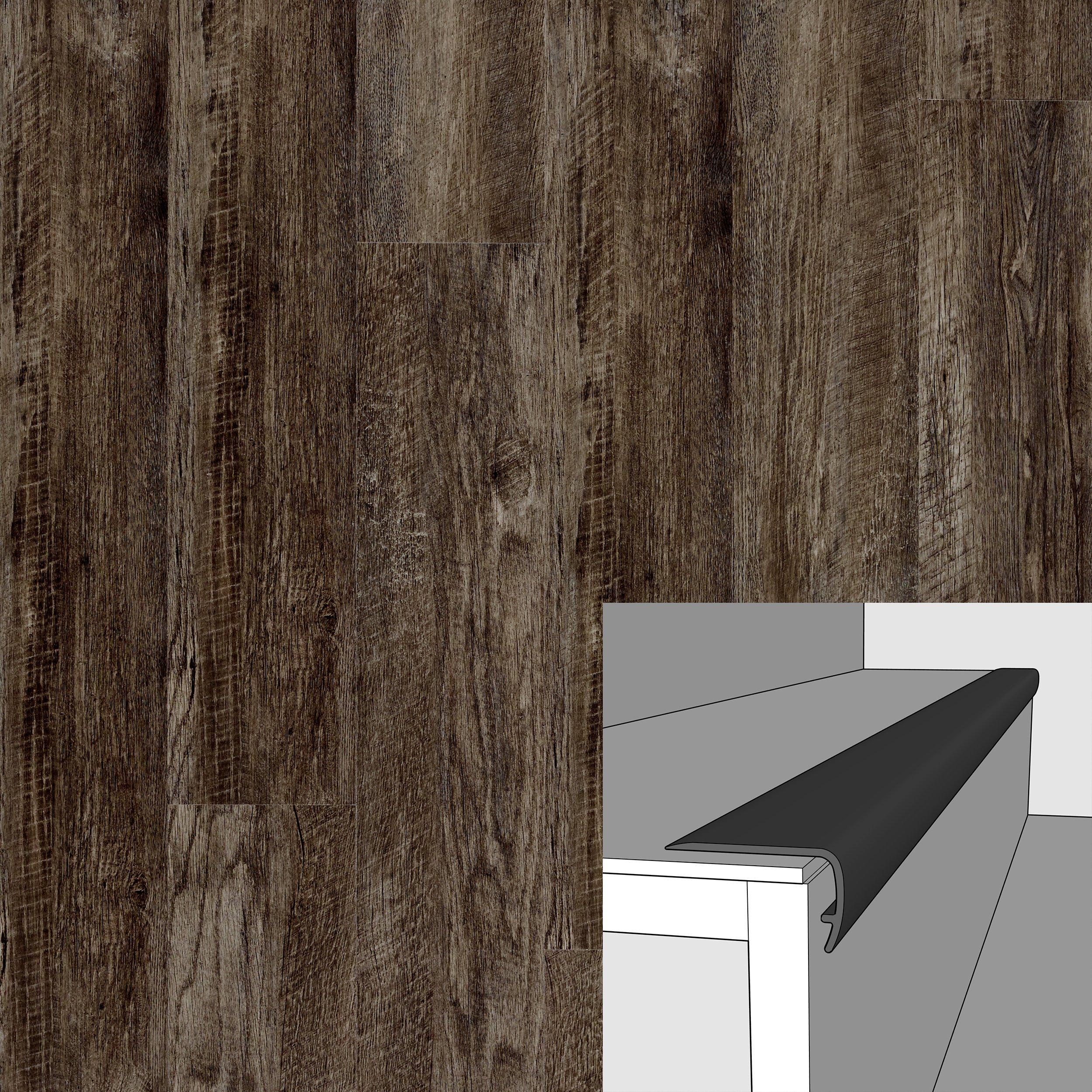 Moderna Ash Greige 94in. Vinyl Overlapping Stair Nose