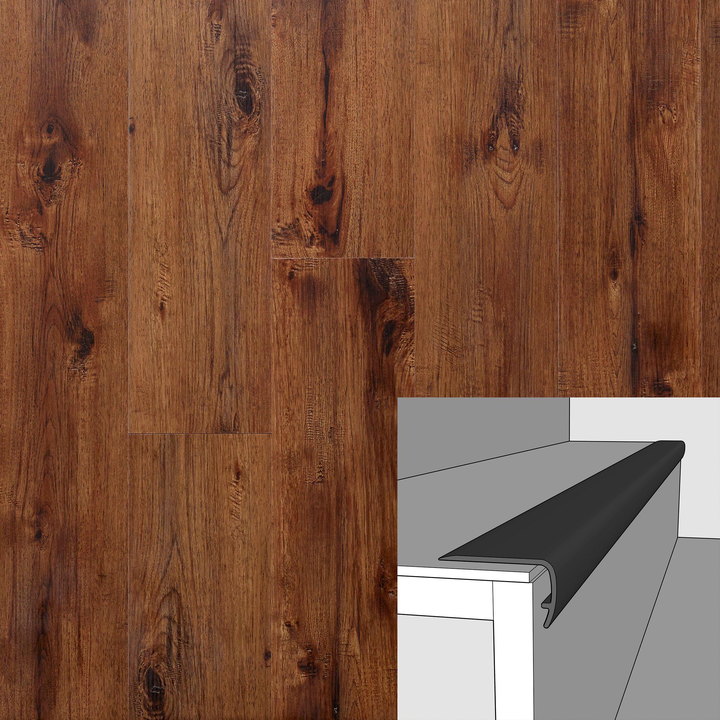Espresso Hickory 94in. Vinyl Overlapping Stair Nose