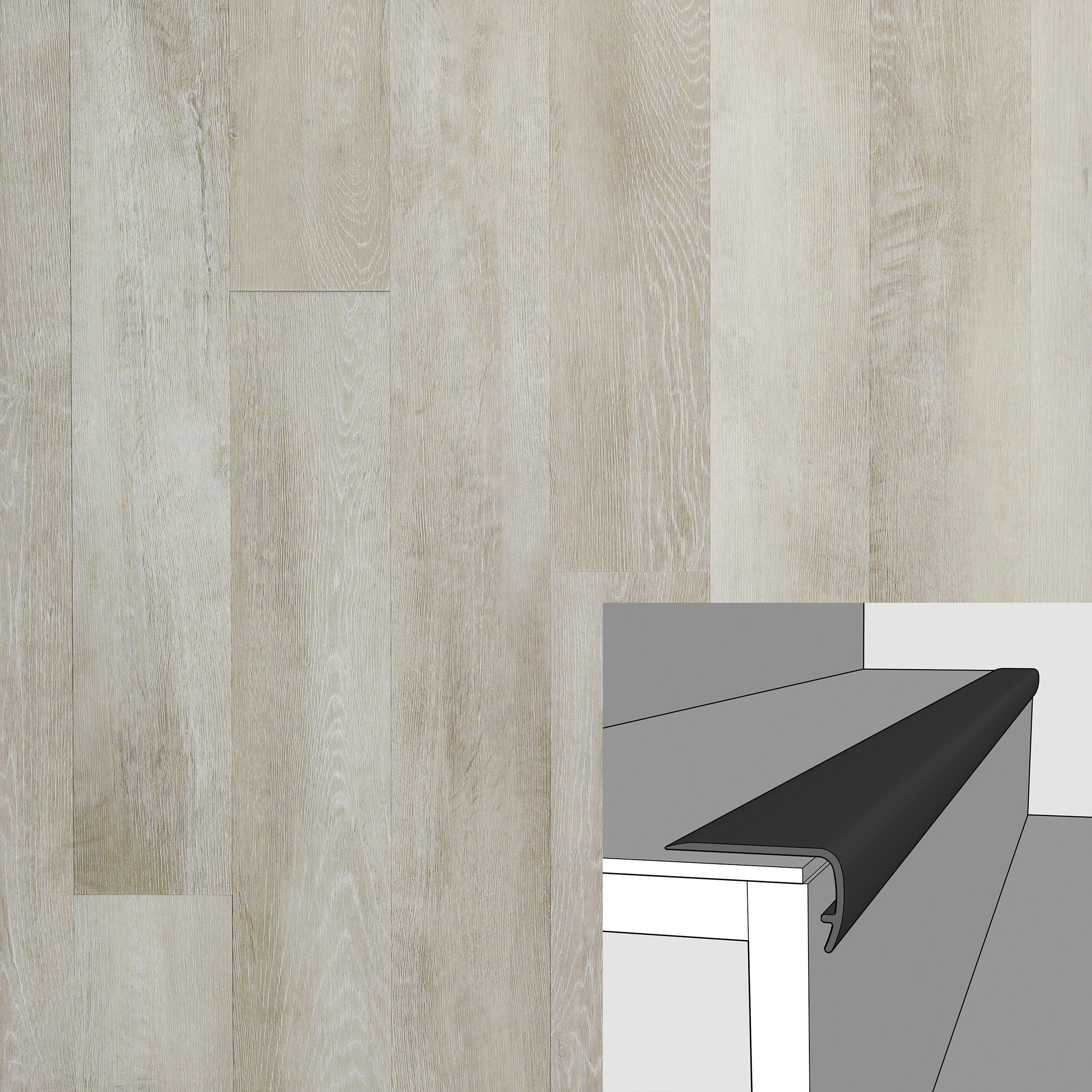 Cool Cream Oak 94in. Vinyl Overlapping Stair Nose