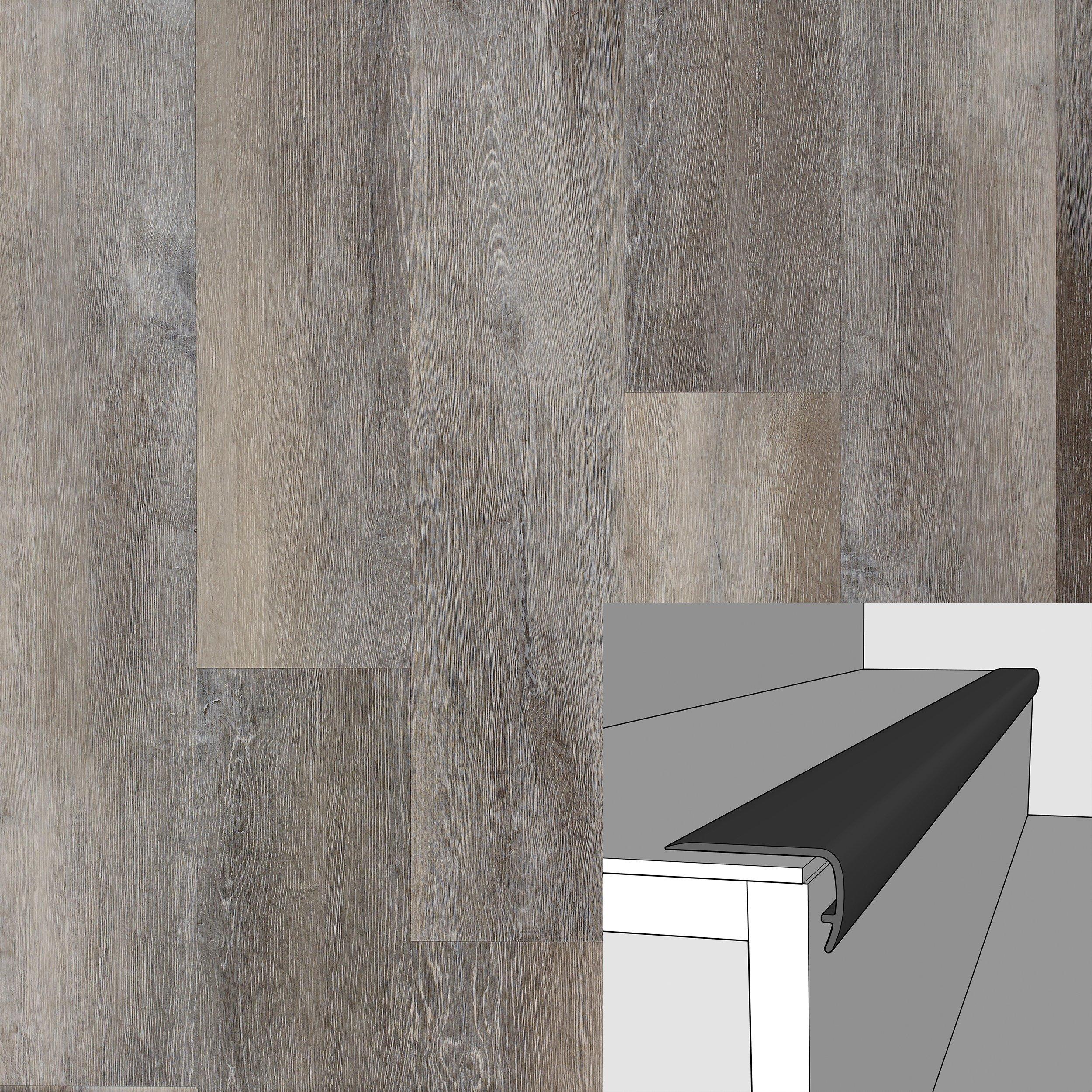 Manatee Grey Ceruse 94in. Vinyl Overlapping Stair Nose