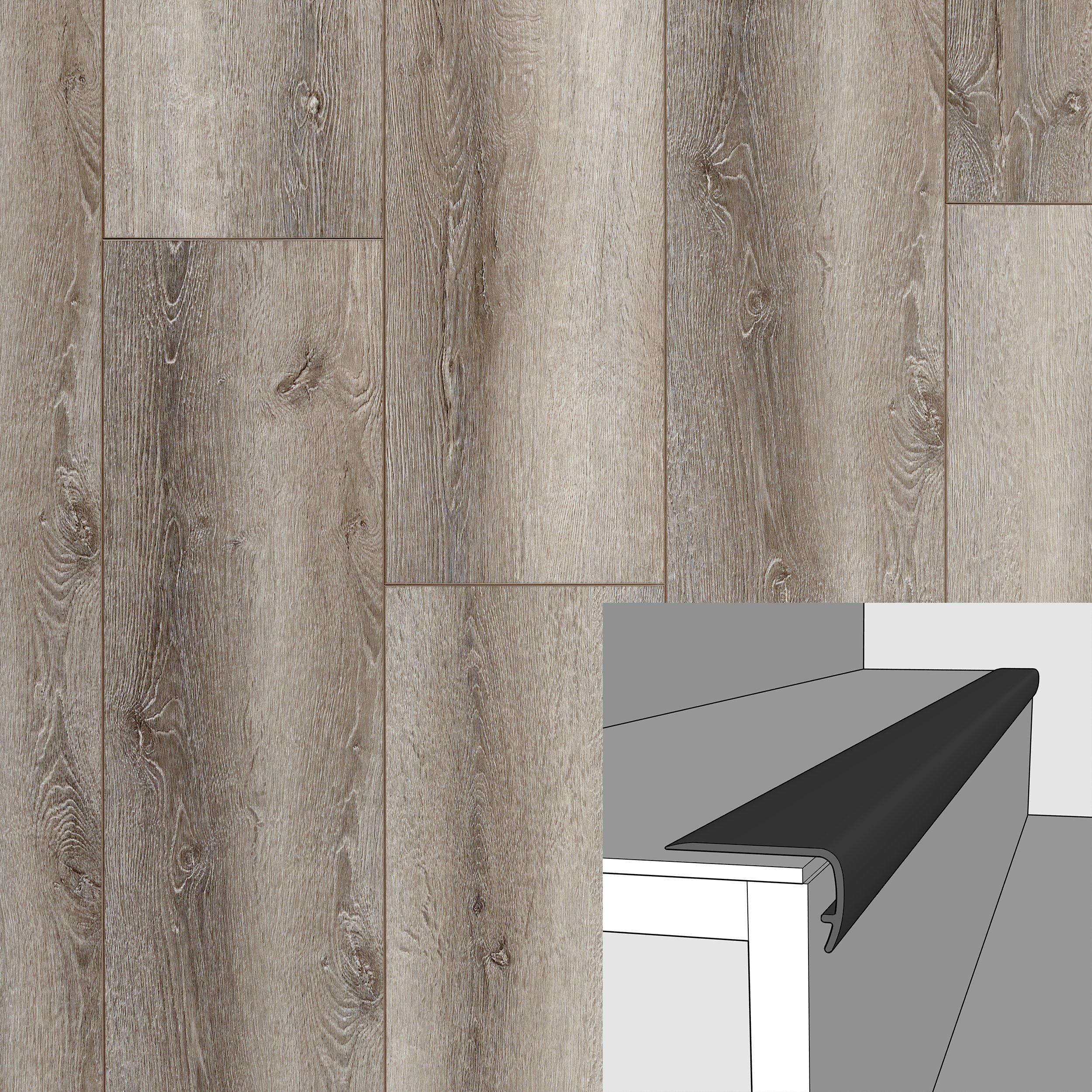Oxford Taupe Oak 94in. Vinyl Overlapping Stair Nose