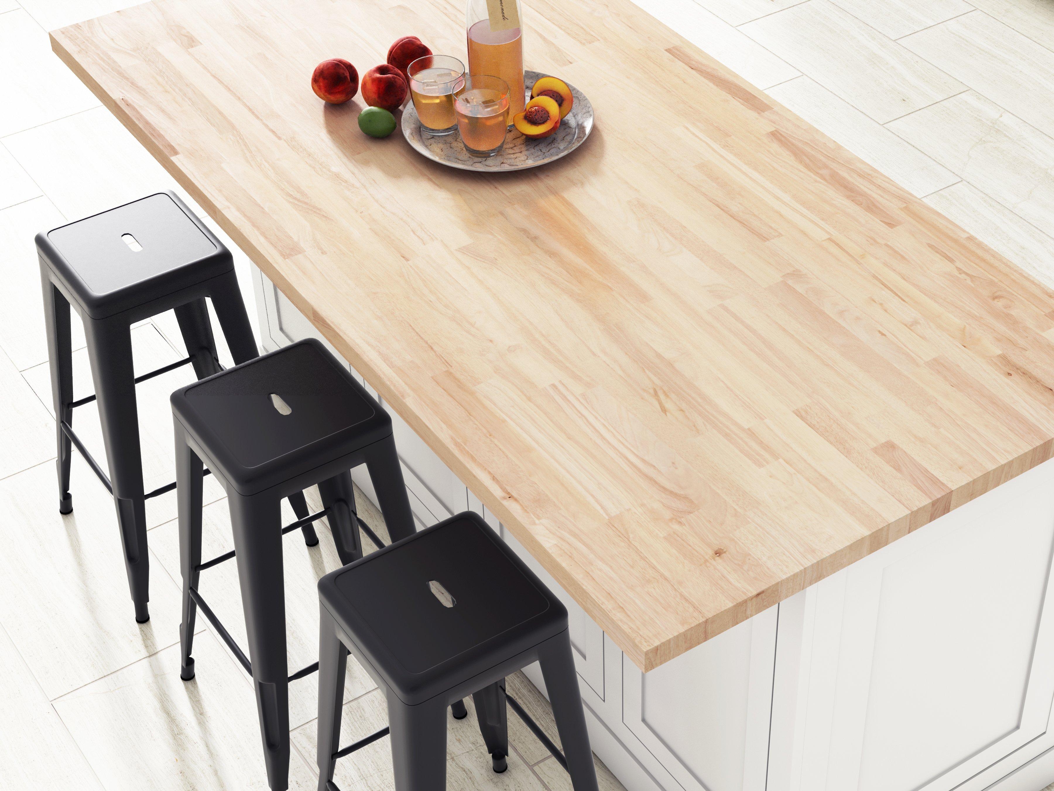 Hampton Bay 6 ft. L x 39 in. D Unfinished Hevea Butcher Block Island Countertop in with Standard Edge, Natural Color Unfinished