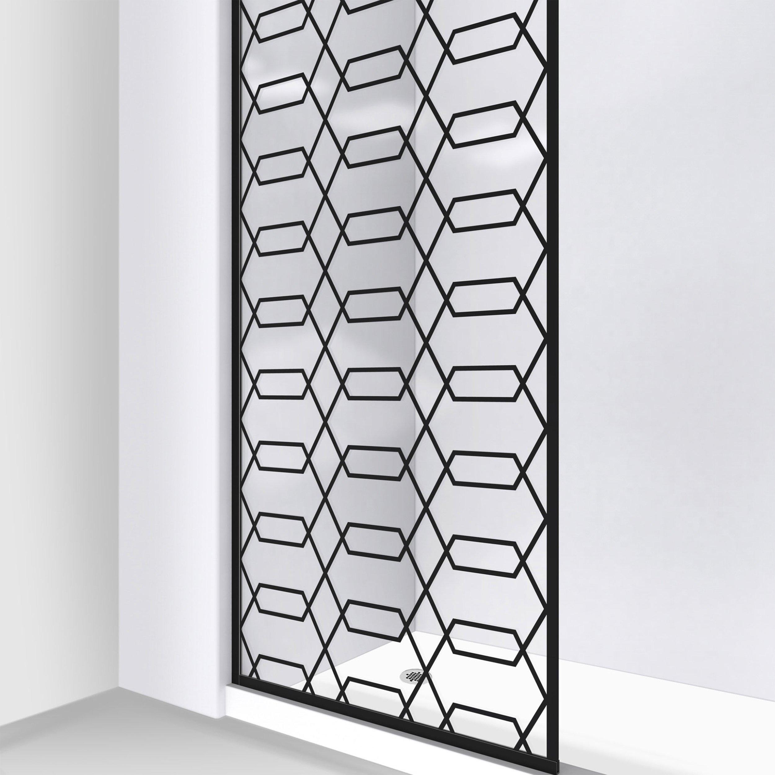 Linea Maze Satin Black Single Panel Frameless Shower Screen