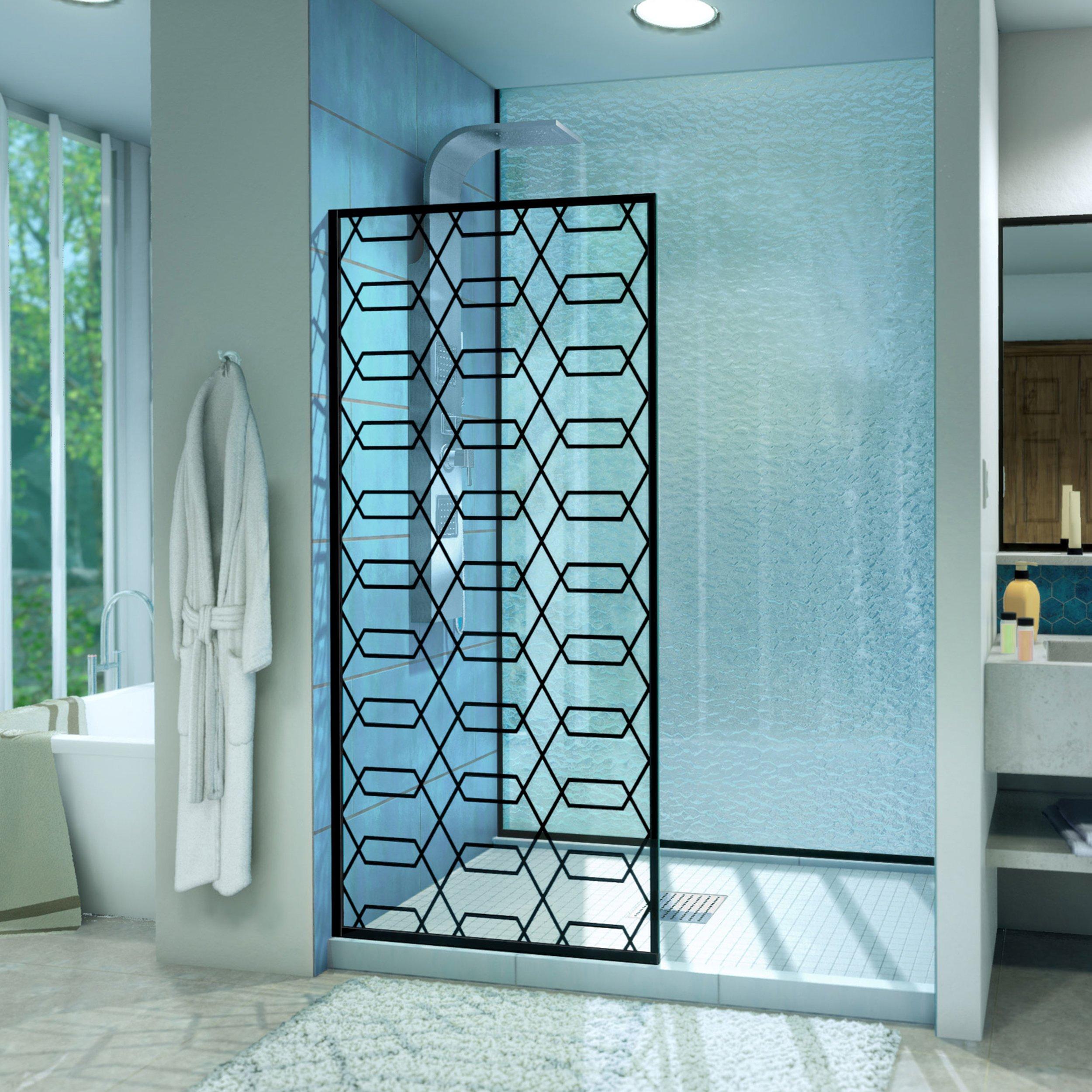 Linea Maze Satin Black Single Panel Frameless Shower Screen