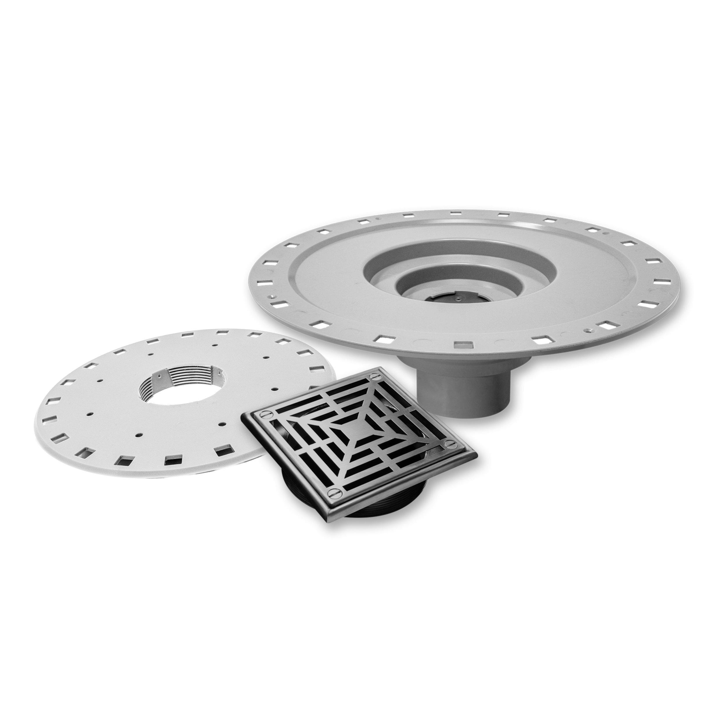 Laticrete Hydro Ban 4 in. x 4 in. Brushed Steel Bonding Flange PVC