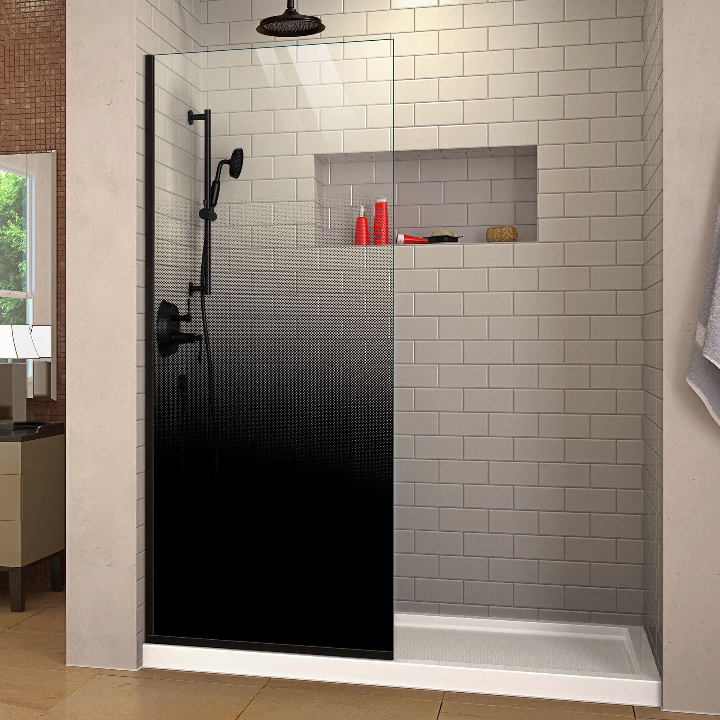Linea Ombre Satin Black Single Panel Frameless Shower Screen