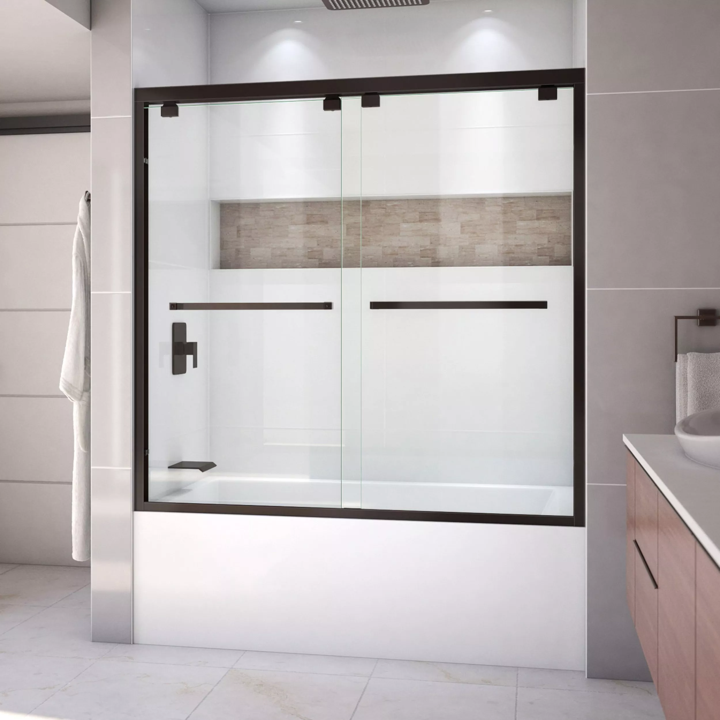Encore Oil Rubbed Bronze Semi-Framless Bypass Tub Door