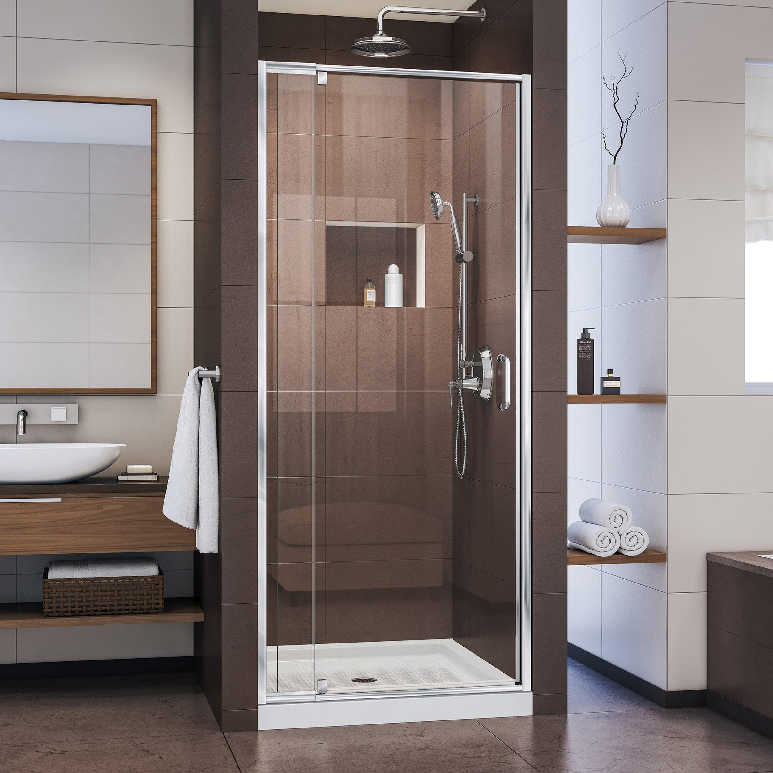 Flex Chrome Semi Frameless Pivot Shower Door Floor And Decor