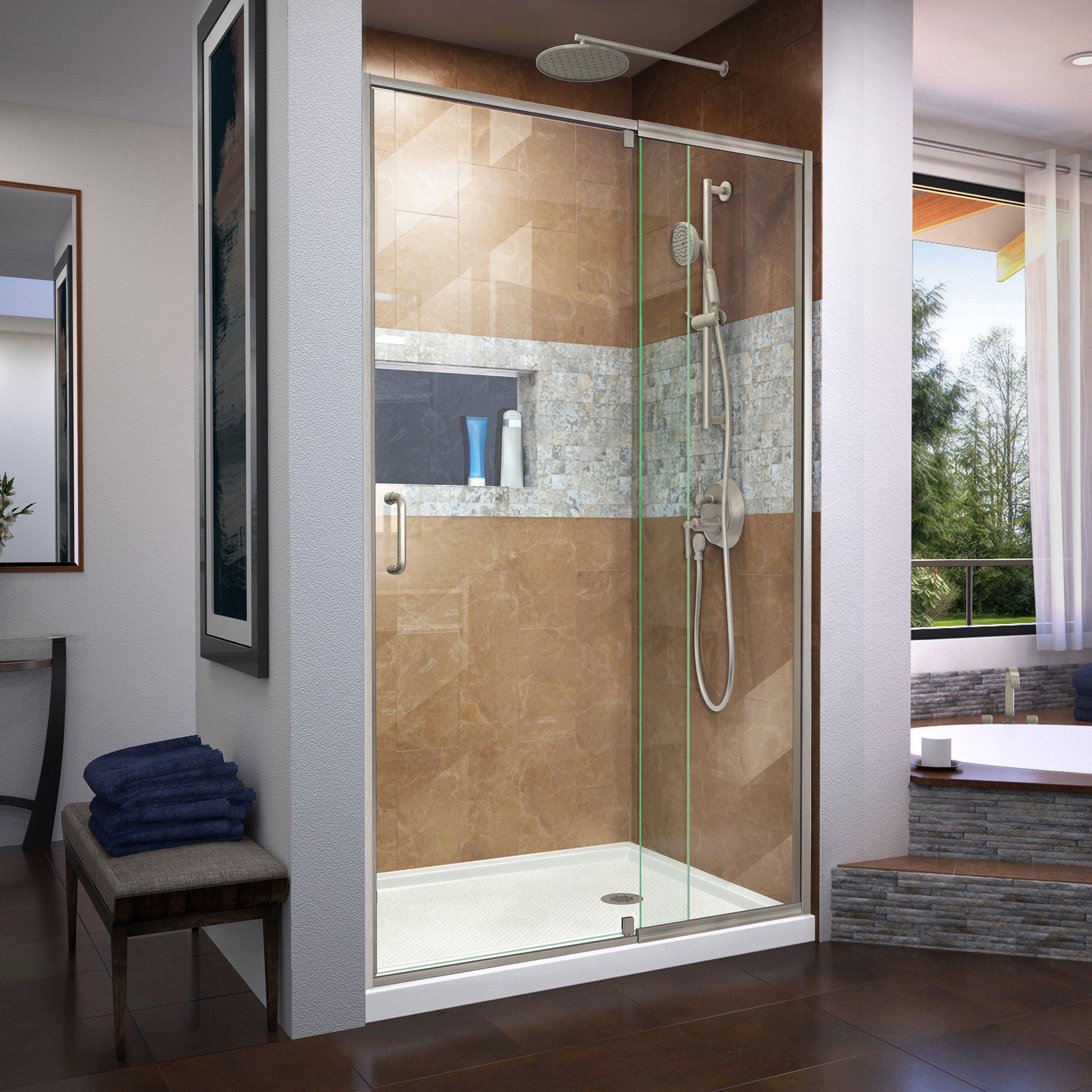 Flex Brushed Nickel Semi-Frameless Pivot Shower Door