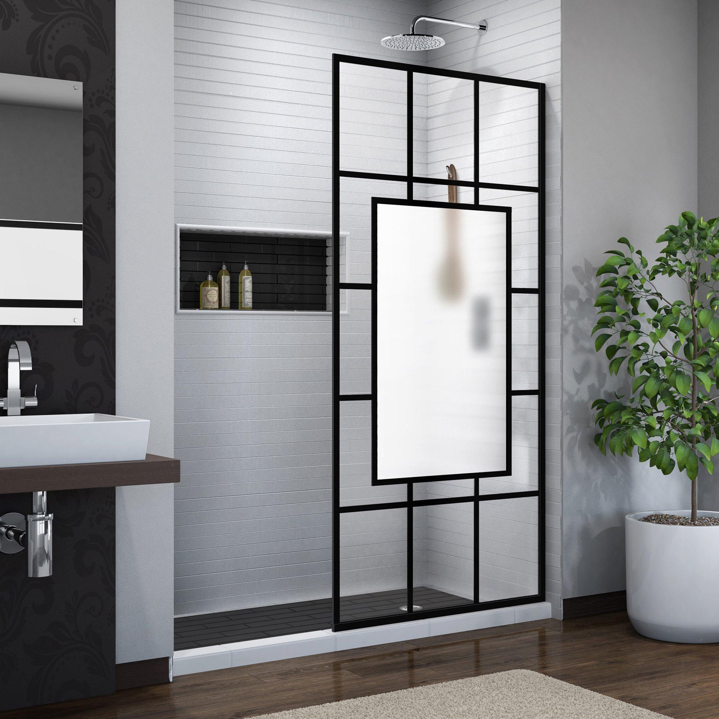 French Linea Avingnon Satin Black Single Panel Frameless Shower Screen Floor And Decor 6154