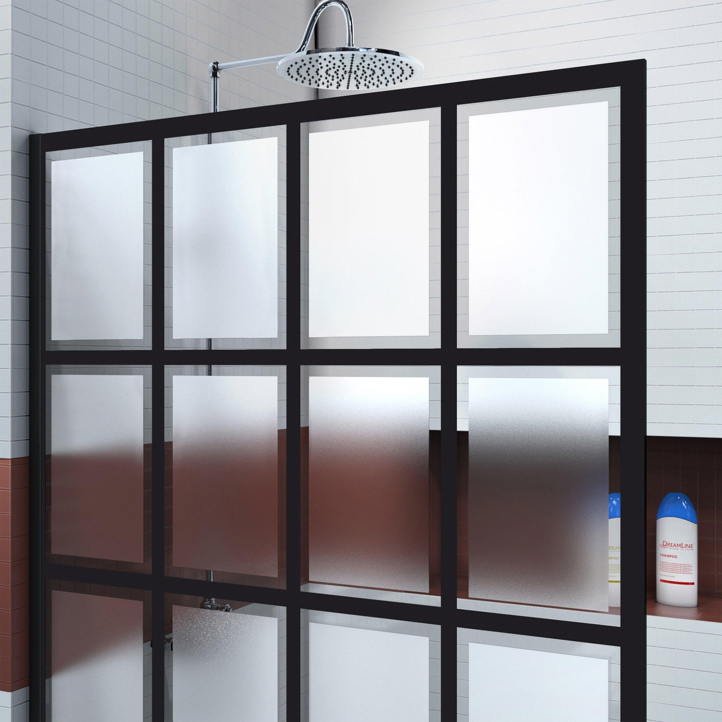 French Linea Rhone Satin Black Single Panel Frameless Shower Screen ...