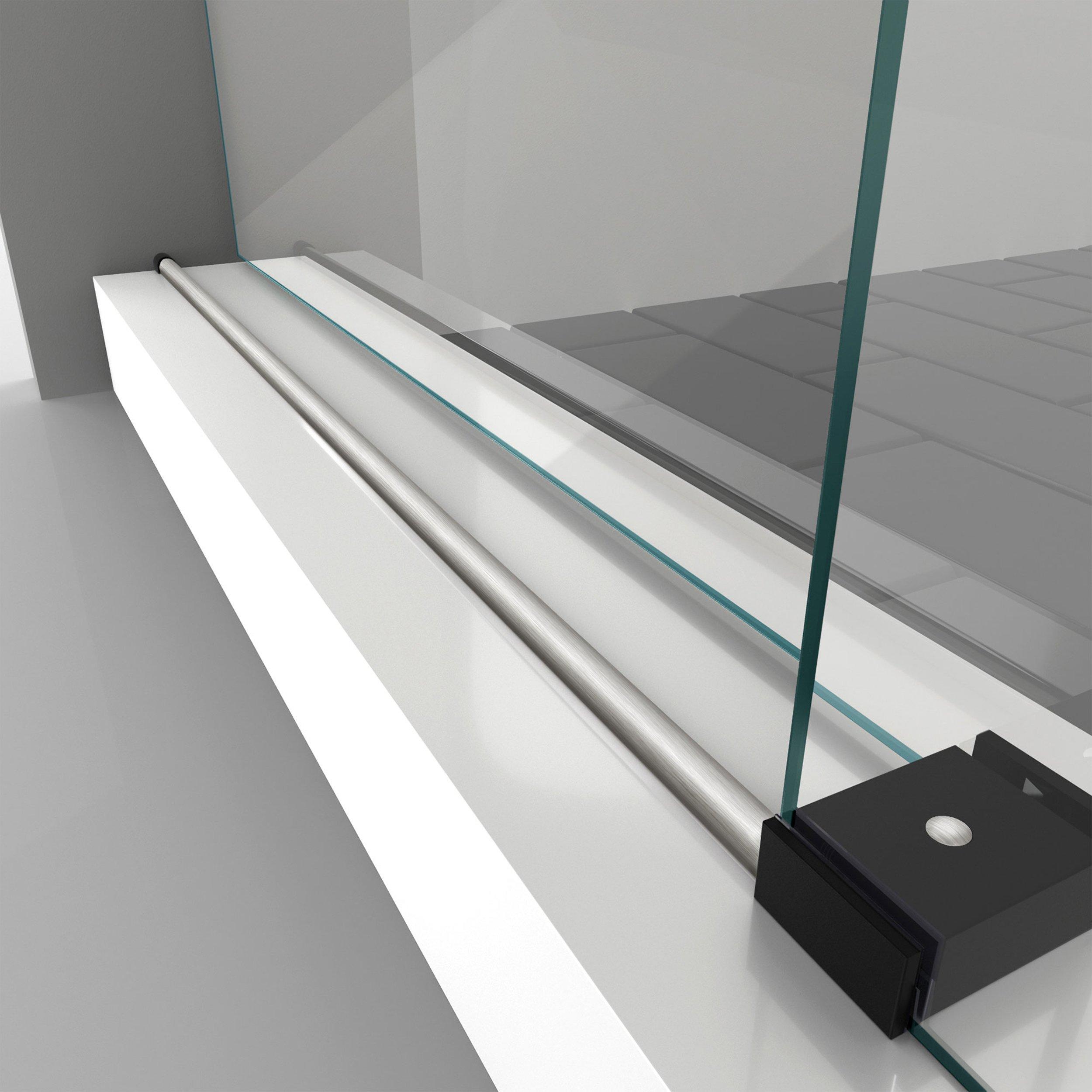 Enigma-XO Brushed Tuxedo Frameless Sliding Glass Shower Door