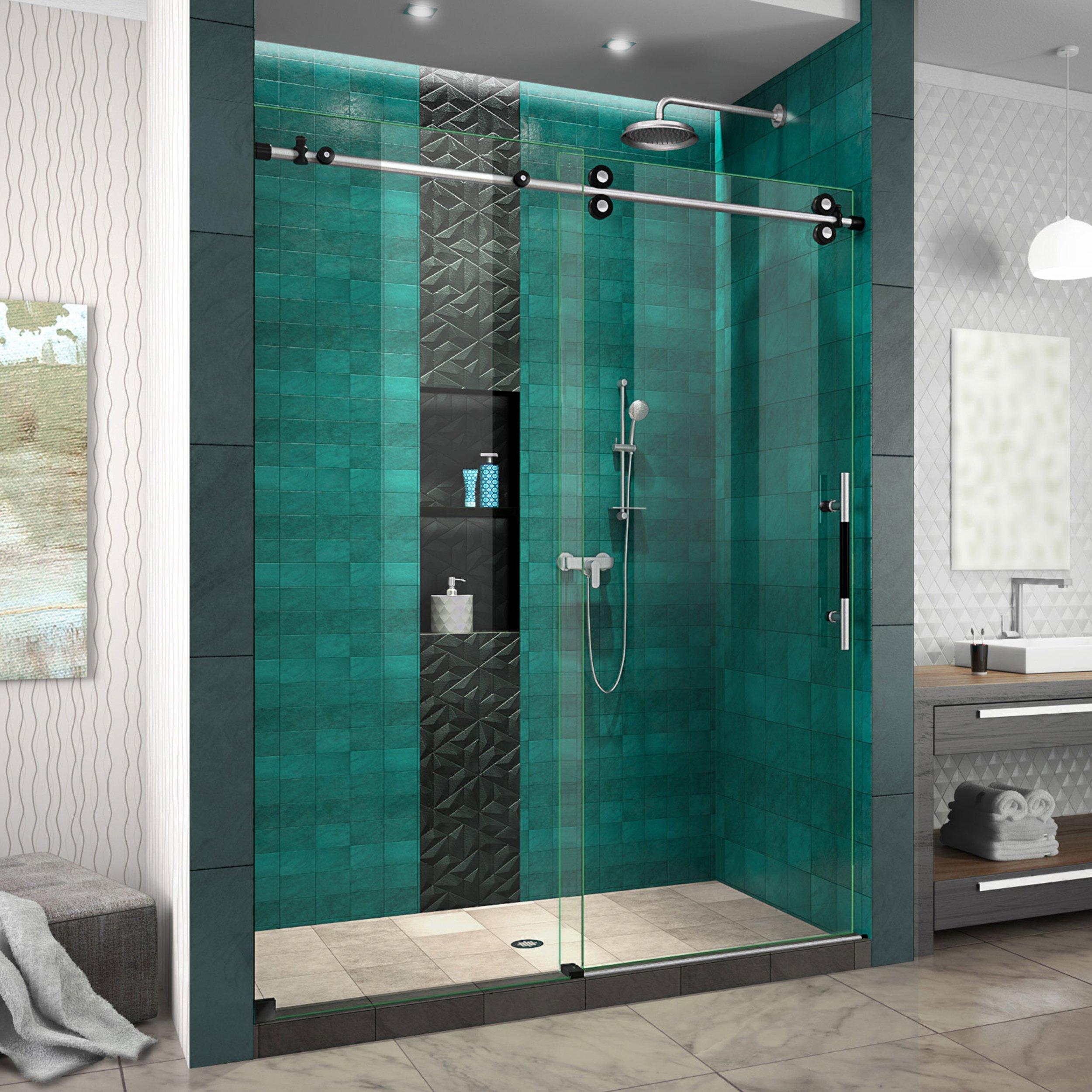 Enigma Air Satin Black Frameless Sliding Shower Door