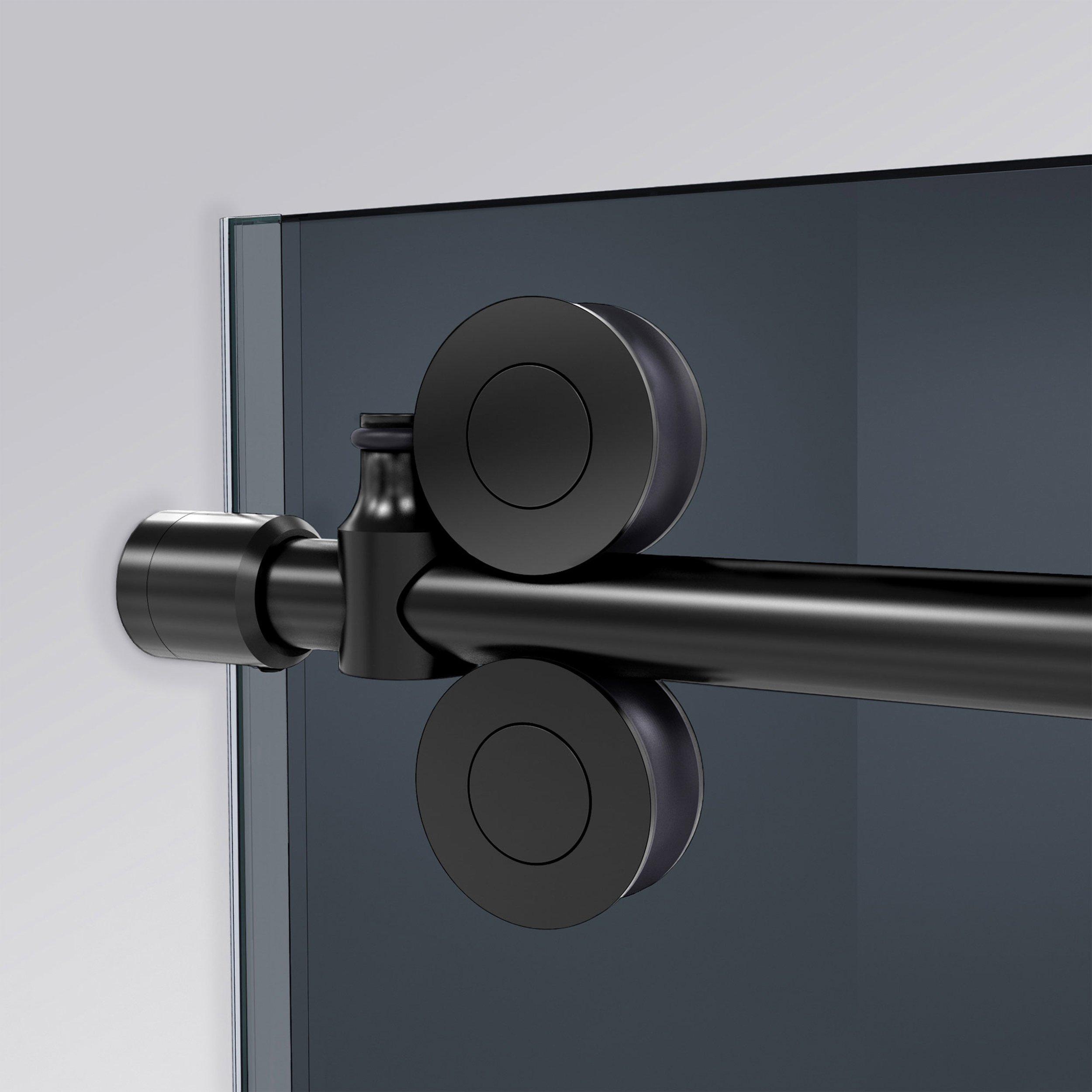 Enigma-XO Satin Black Sliding Glass Shower Door/Smoke Grey Glass ...