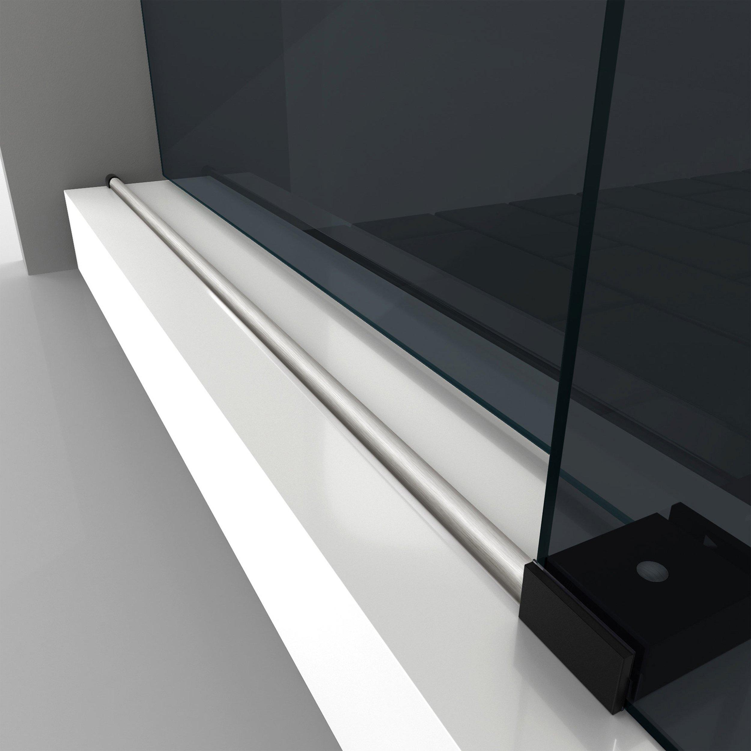 Enigma-XO Brushed Tuxedo Frameless Sliding Glass Shower Door/Smoke Grey Glass