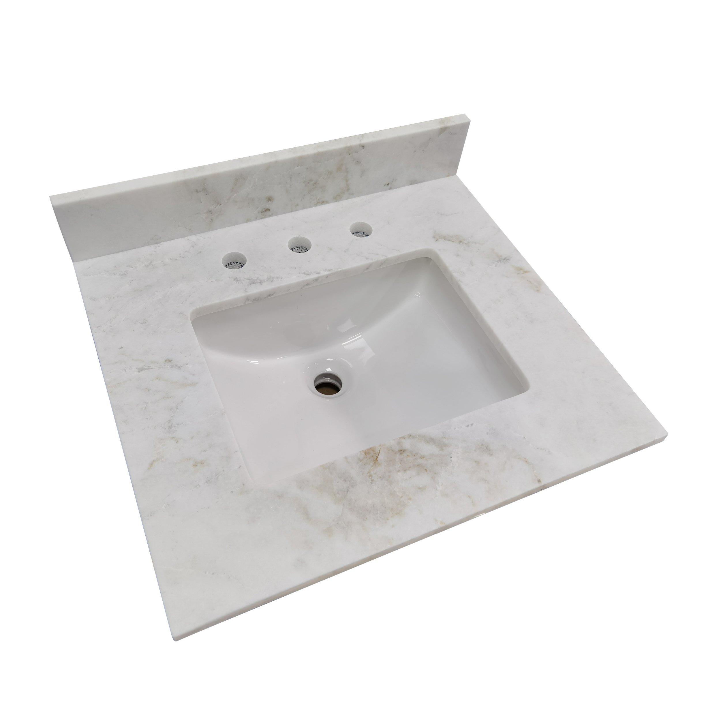 Manor House Bianco Carrara Marble 25 inch Vanity Top Includes Backsplash White Floor Decor