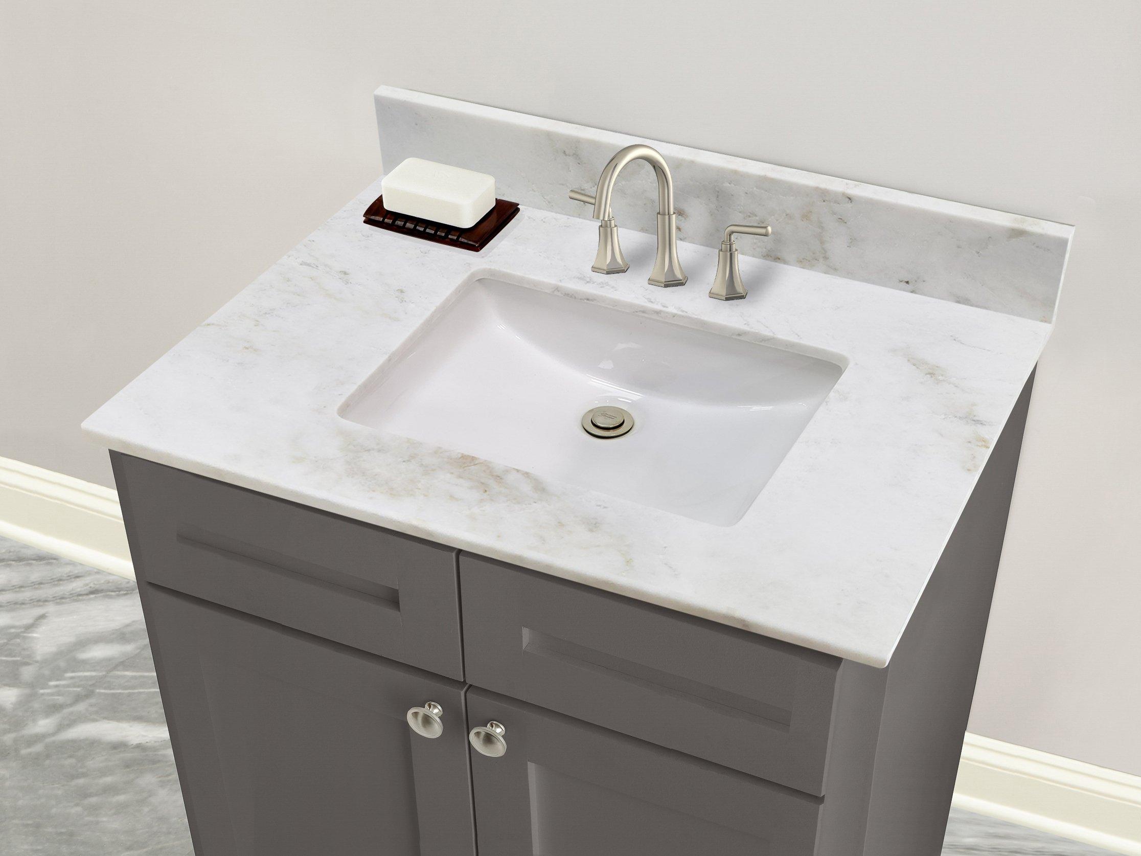 Bianco Orion 25 in. Marble Vanity Top | Floor and Decor