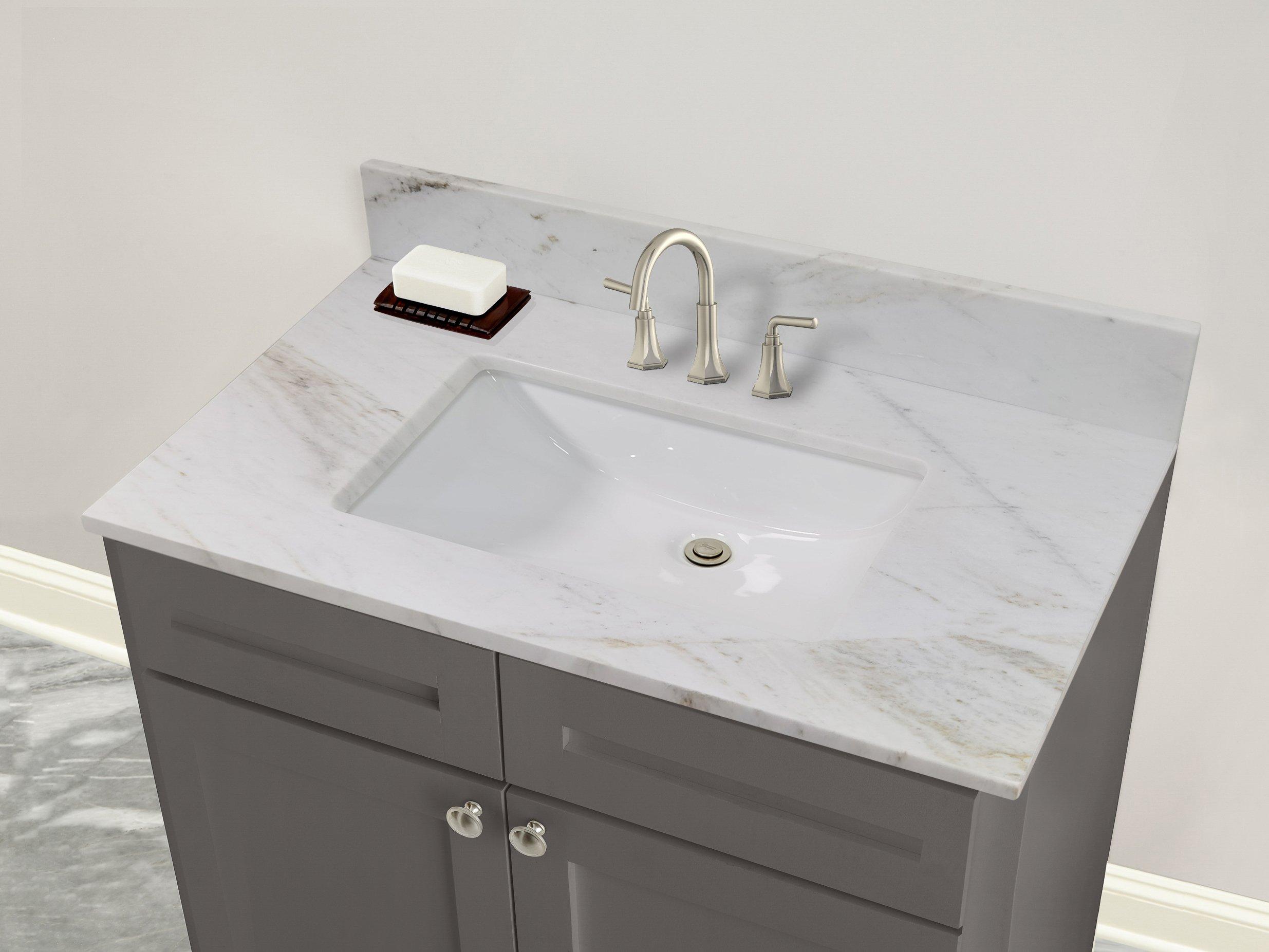 Bianco Orion 31 in. Marble Vanity Top | Floor and Decor