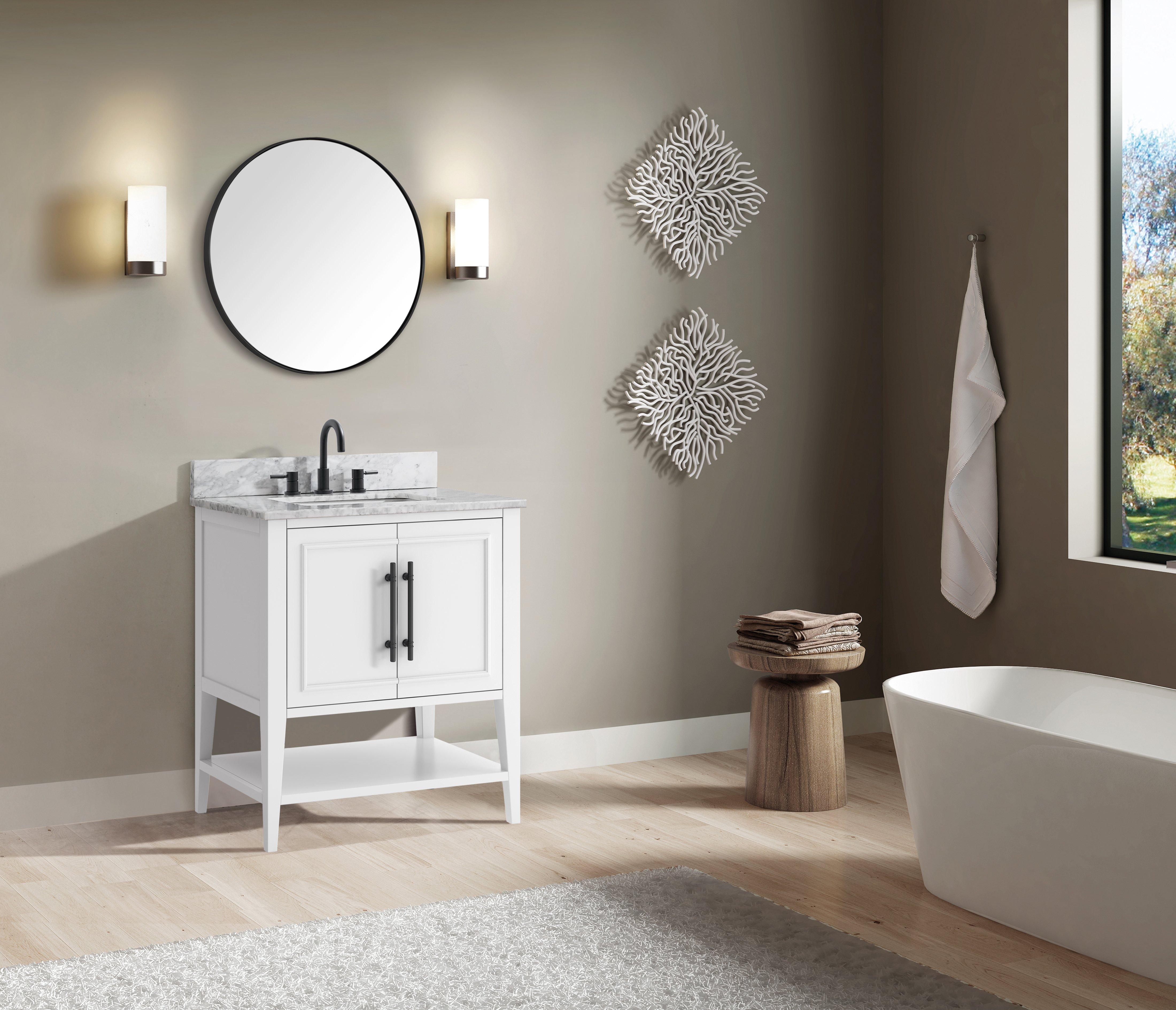 Arietta 31 in. White Vanity with Carrara Marble Top