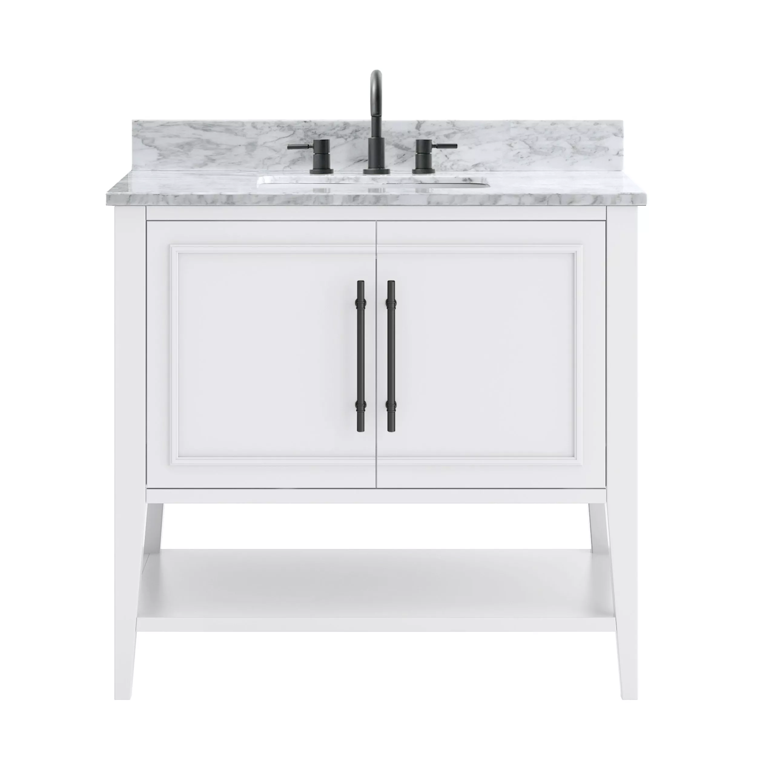 Arietta 37 in. White Vanity with Carrara Marble Top