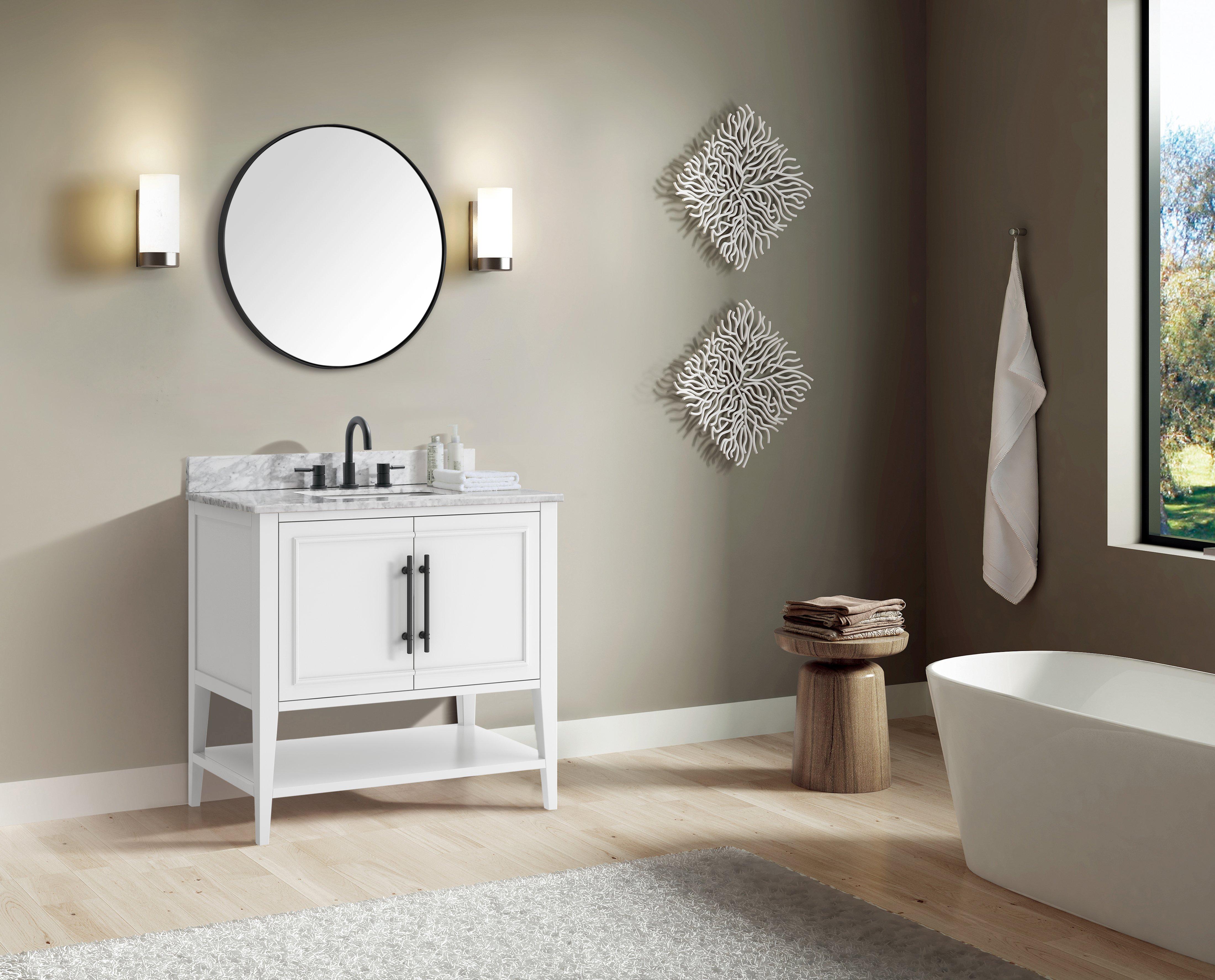 Arietta 37 in. White Vanity with Carrara Marble Top