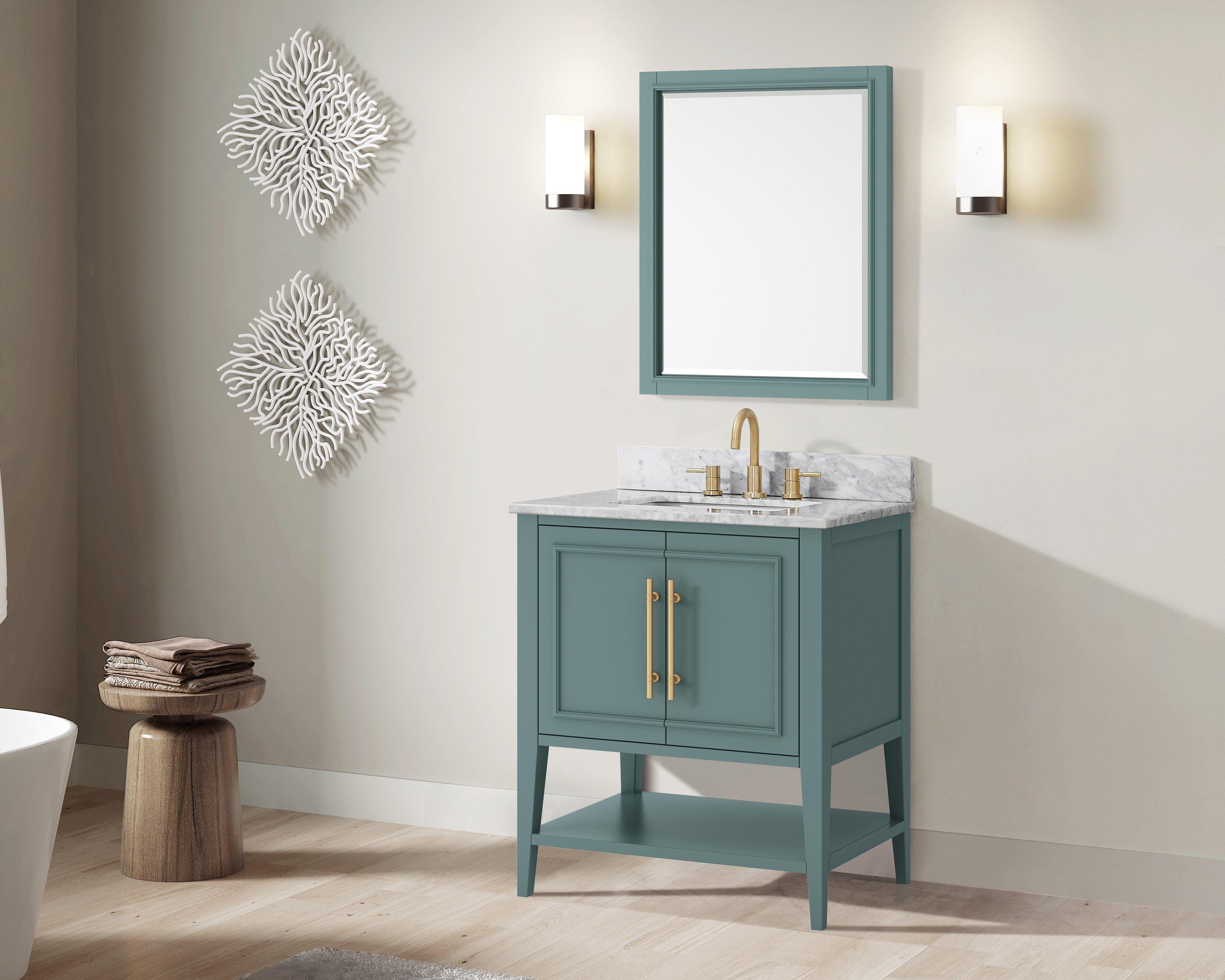 Arietta 31 in. Ocean Vanity with Carrara Marble Top Arietta 31 in. Ocean Vanity with Carrara Marble Top