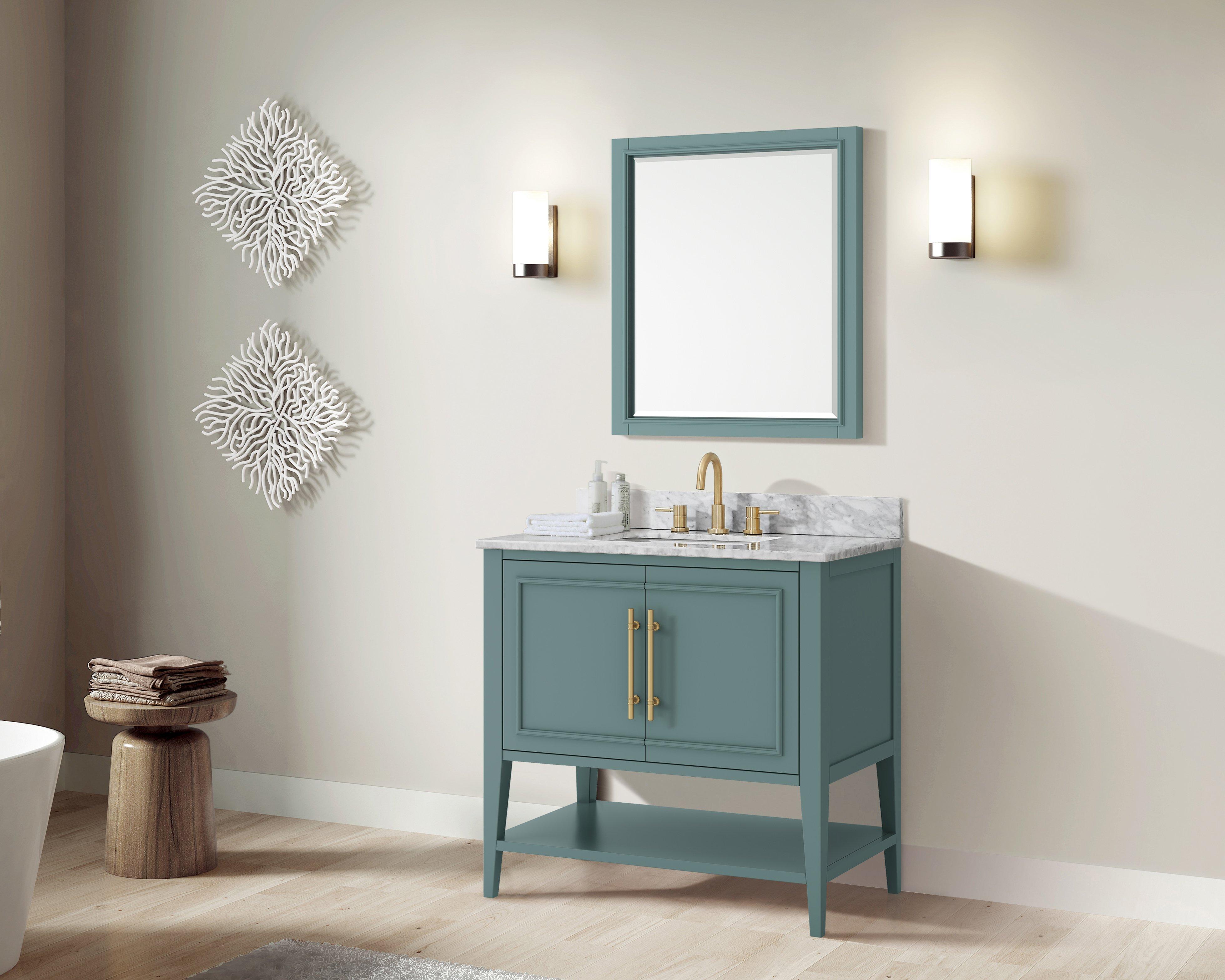 Aurora Blue 37 in. Vanity with Carrara Top