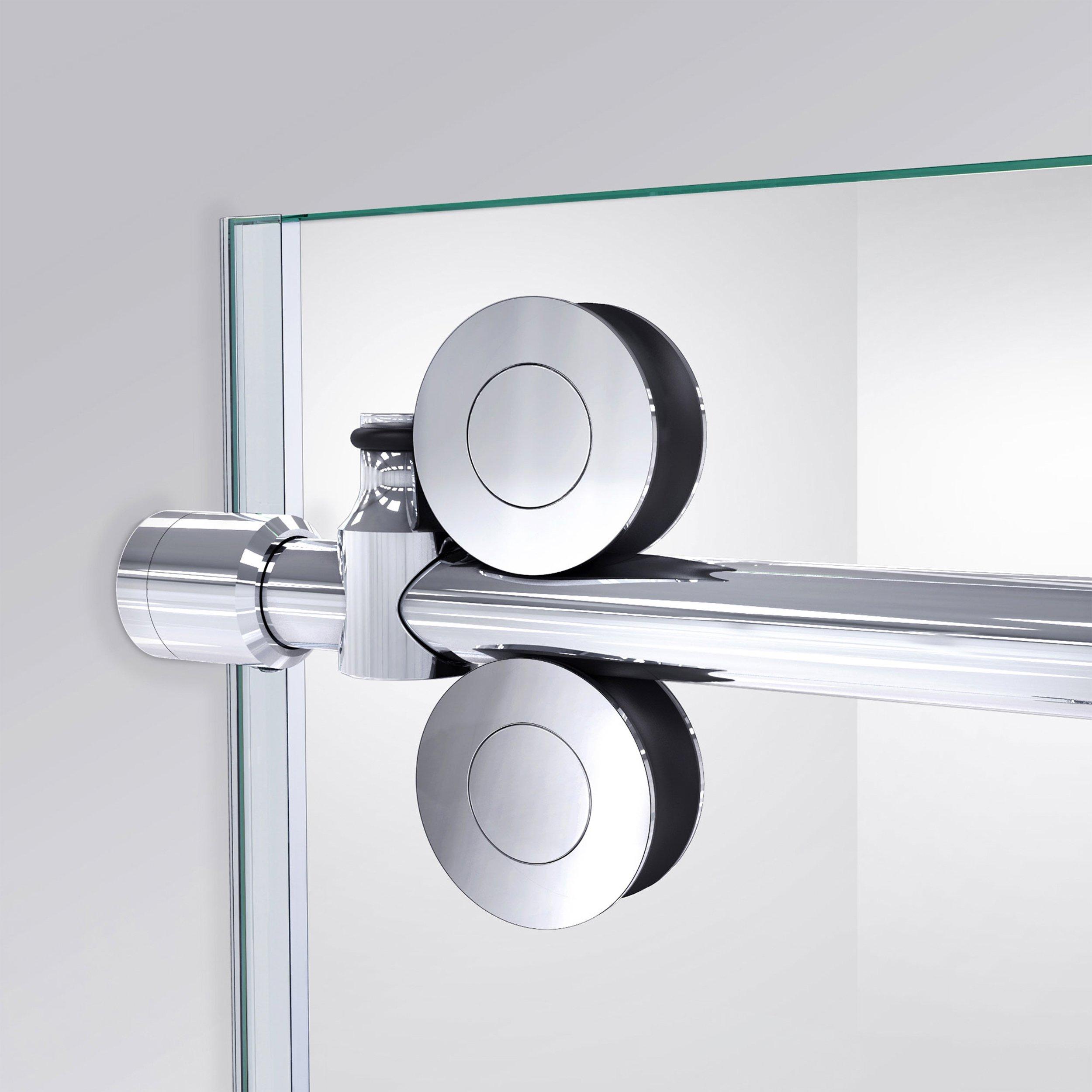 Enigma-XO Polished Stainless Steel Fully Frameless Sliding Tub Door