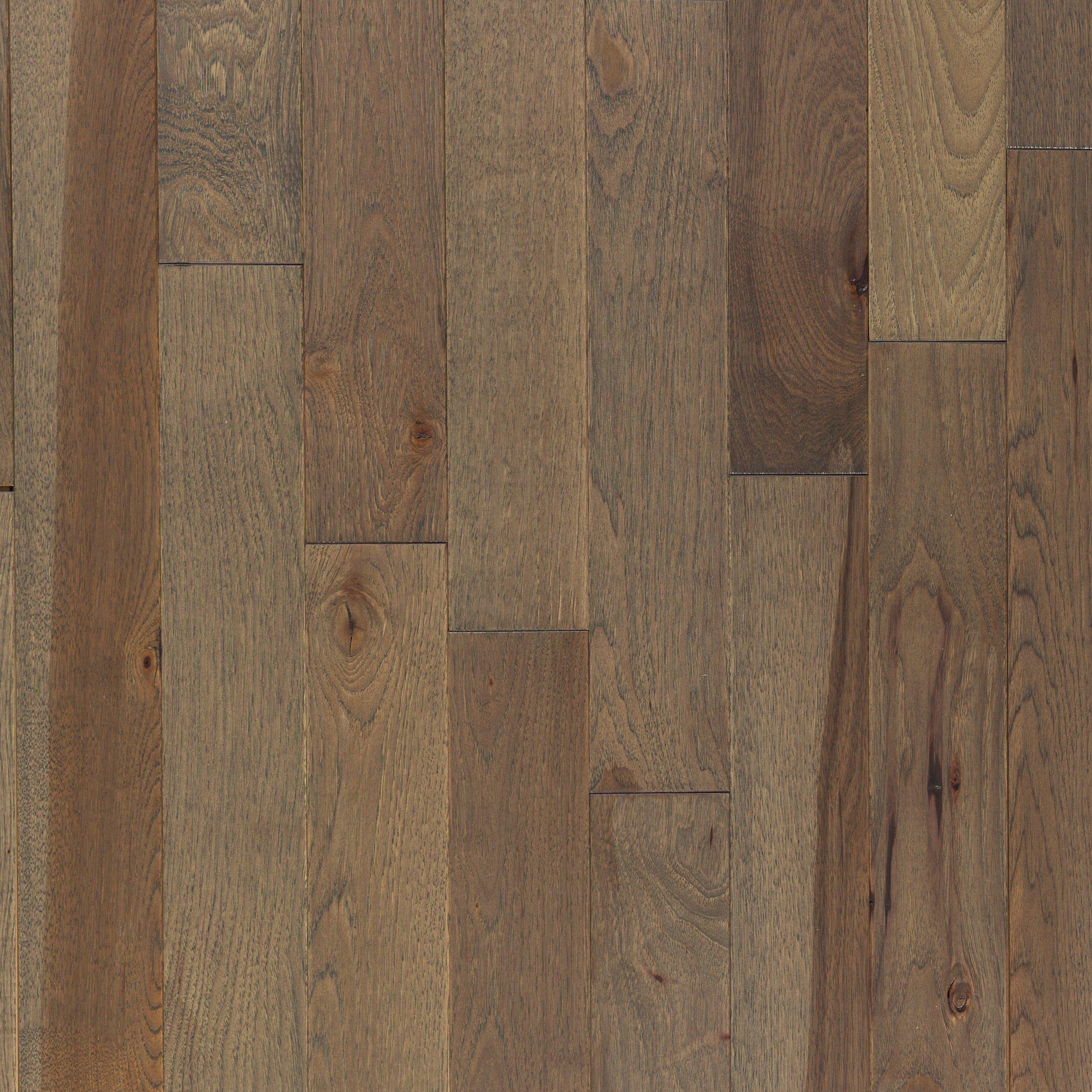 Stylish Gray Hickory Wire-Brushed Solid Hardwood