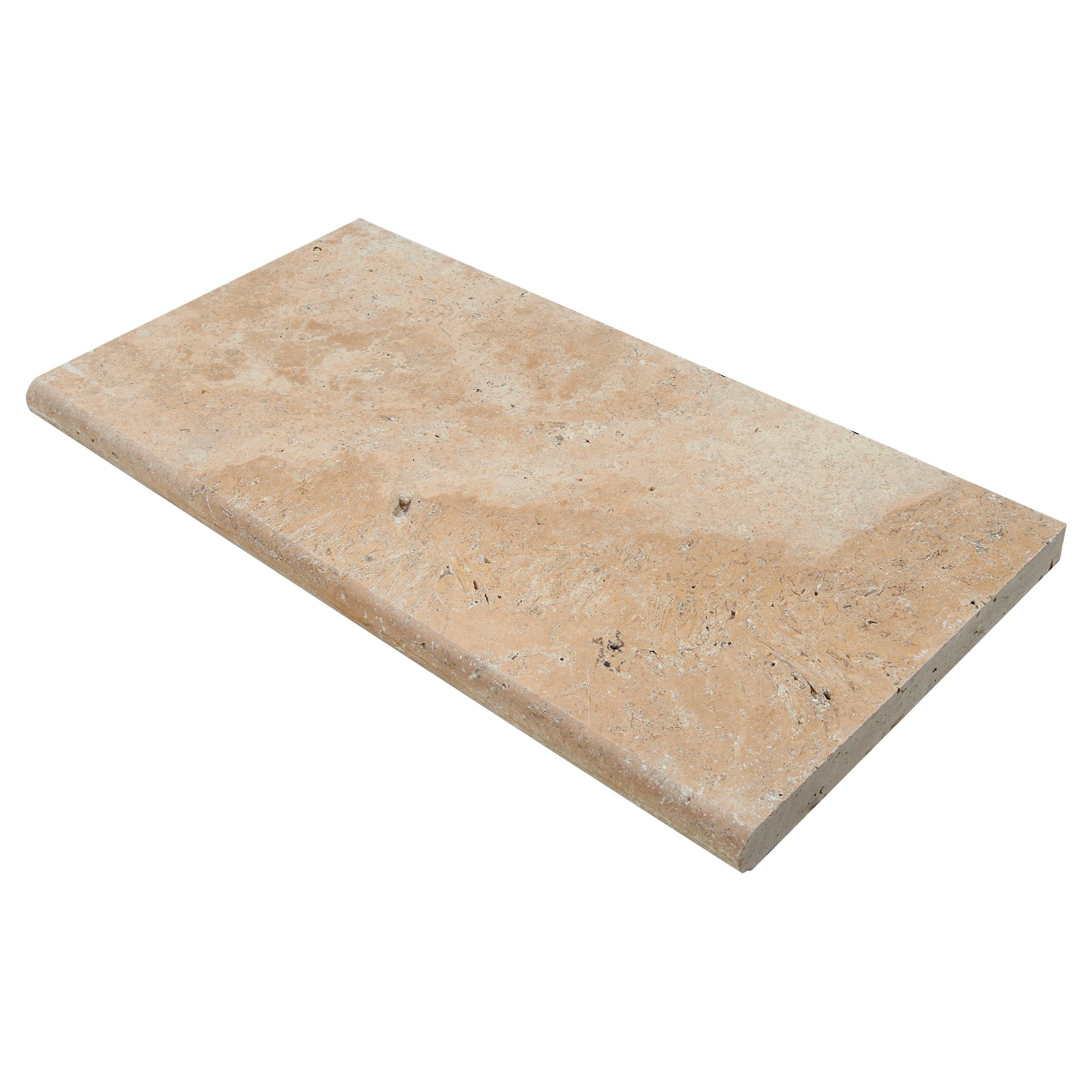 Walnut Tumbled Travertine Bullnose Coping 3cm. Paver