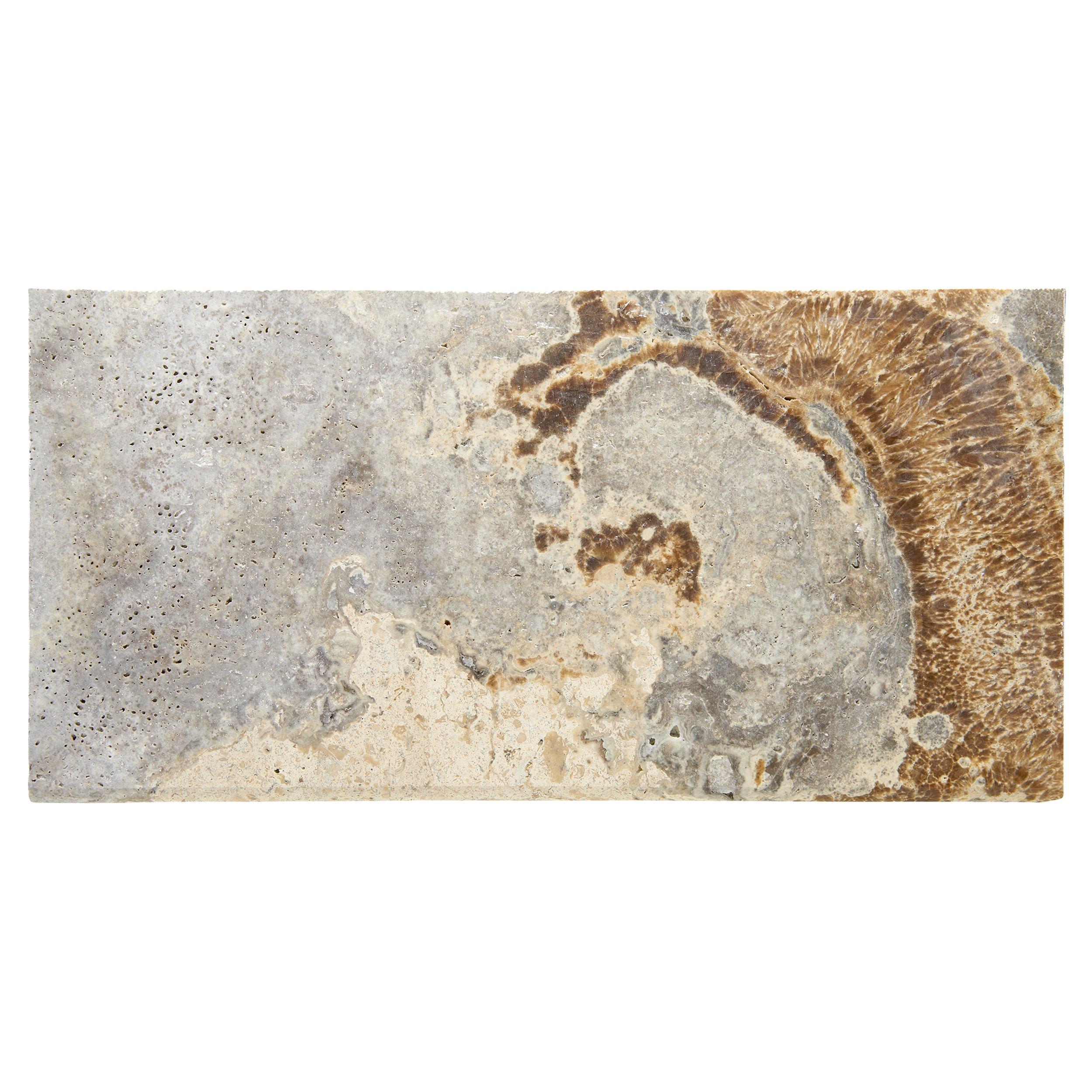 Silver Tumbled Travertine Bullnose 3cm. Paver Coping