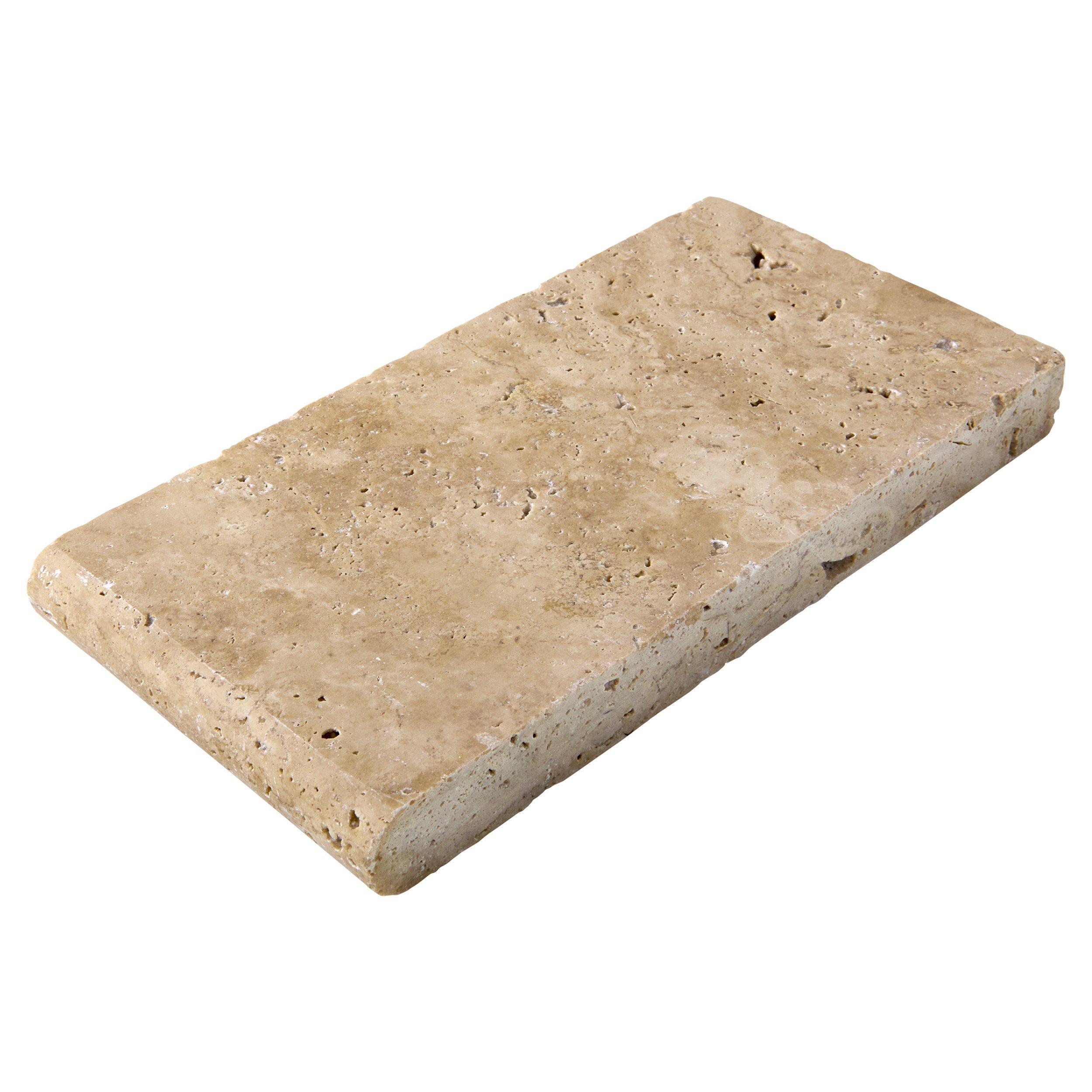 Walnut Tumbled Travertine Bullnose Coping 3cm. Paver
