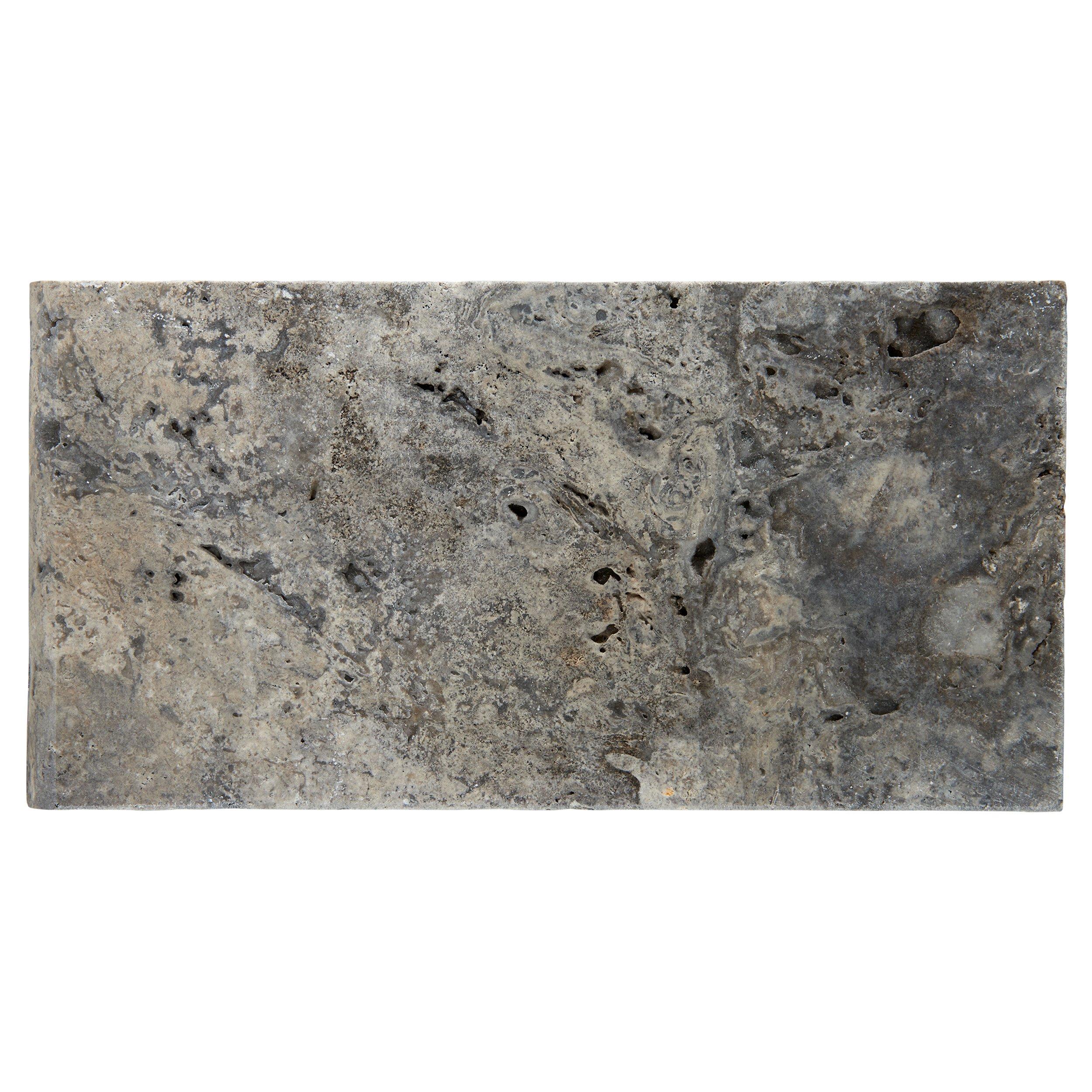 Silver Tumbled Travertine Bullnose 3cm. Paver Coping