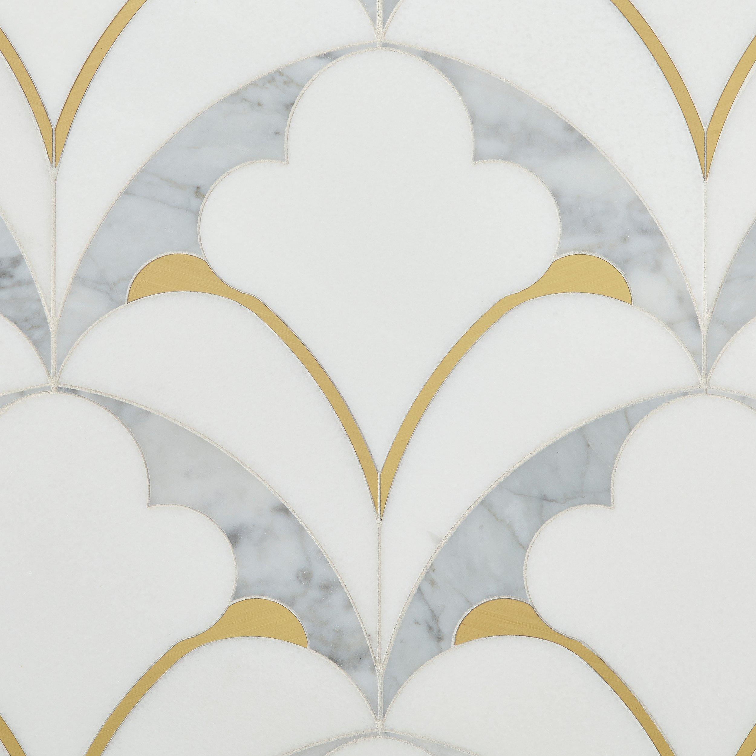 Pegasus Thassos Brass Waterjet Marble Mosaic