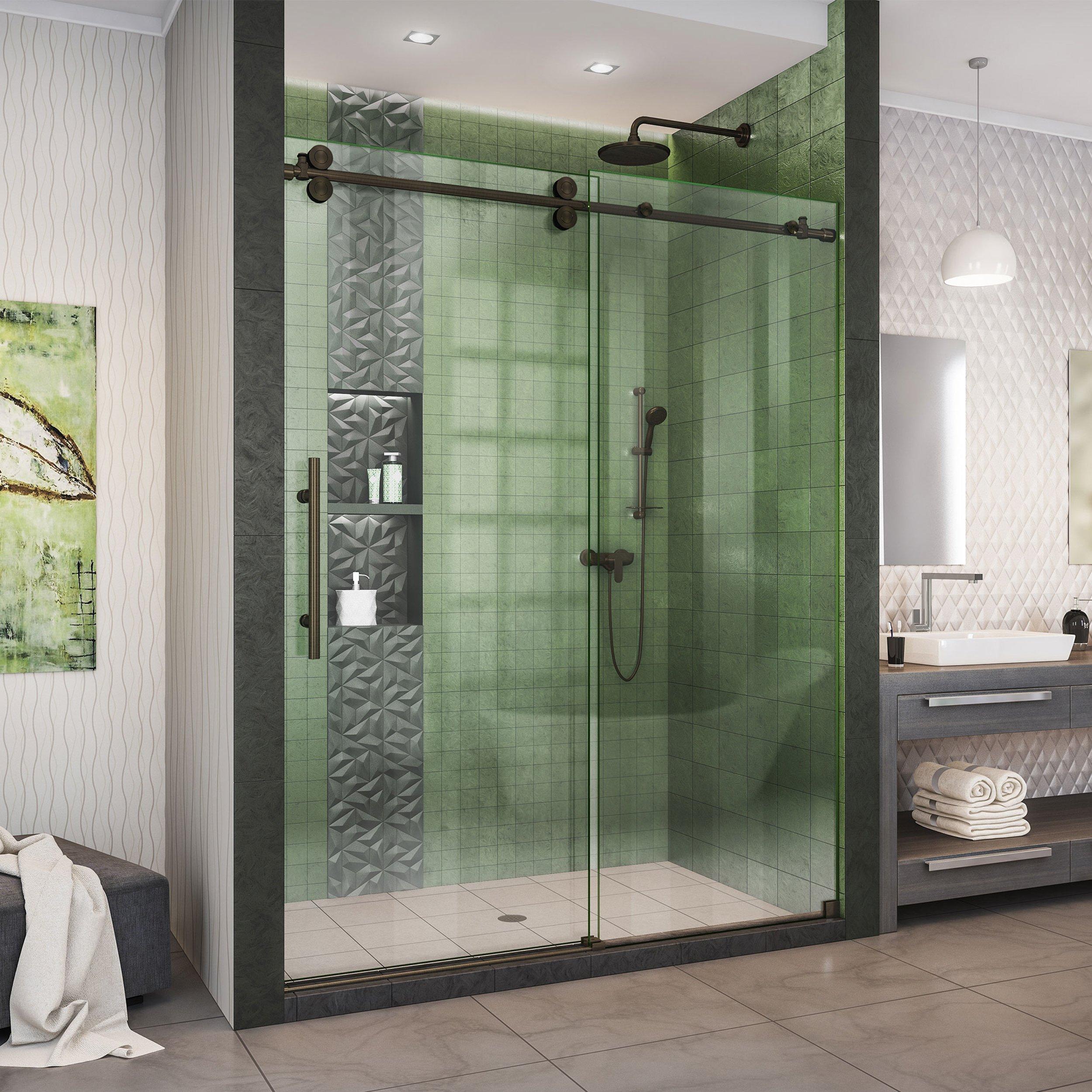 Enigma-XO Orb Oil Rubbed Bronze Frameless Sliding Shower Door