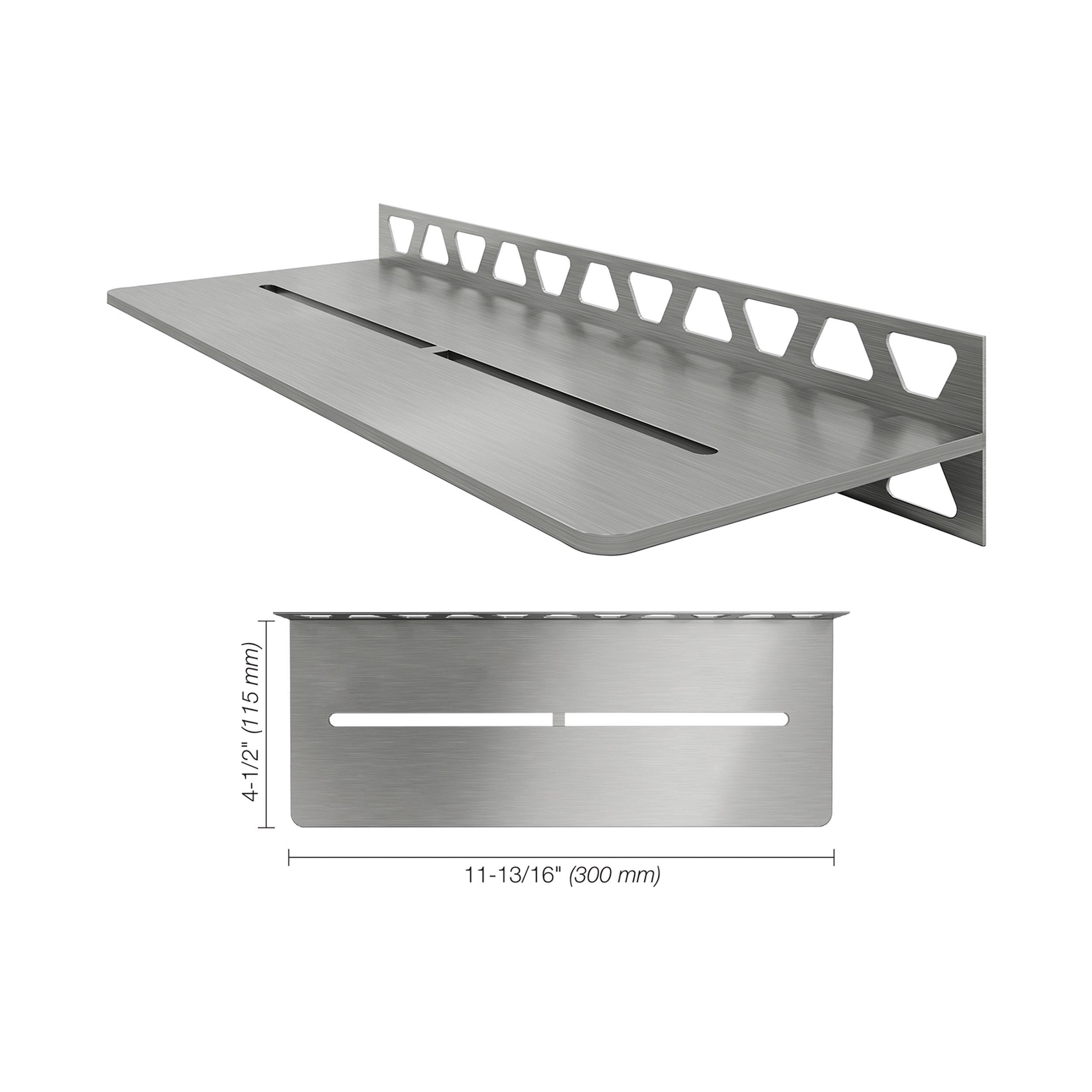 Schluter Shelf Rectangular Wall Pure Brush Stainless Steel