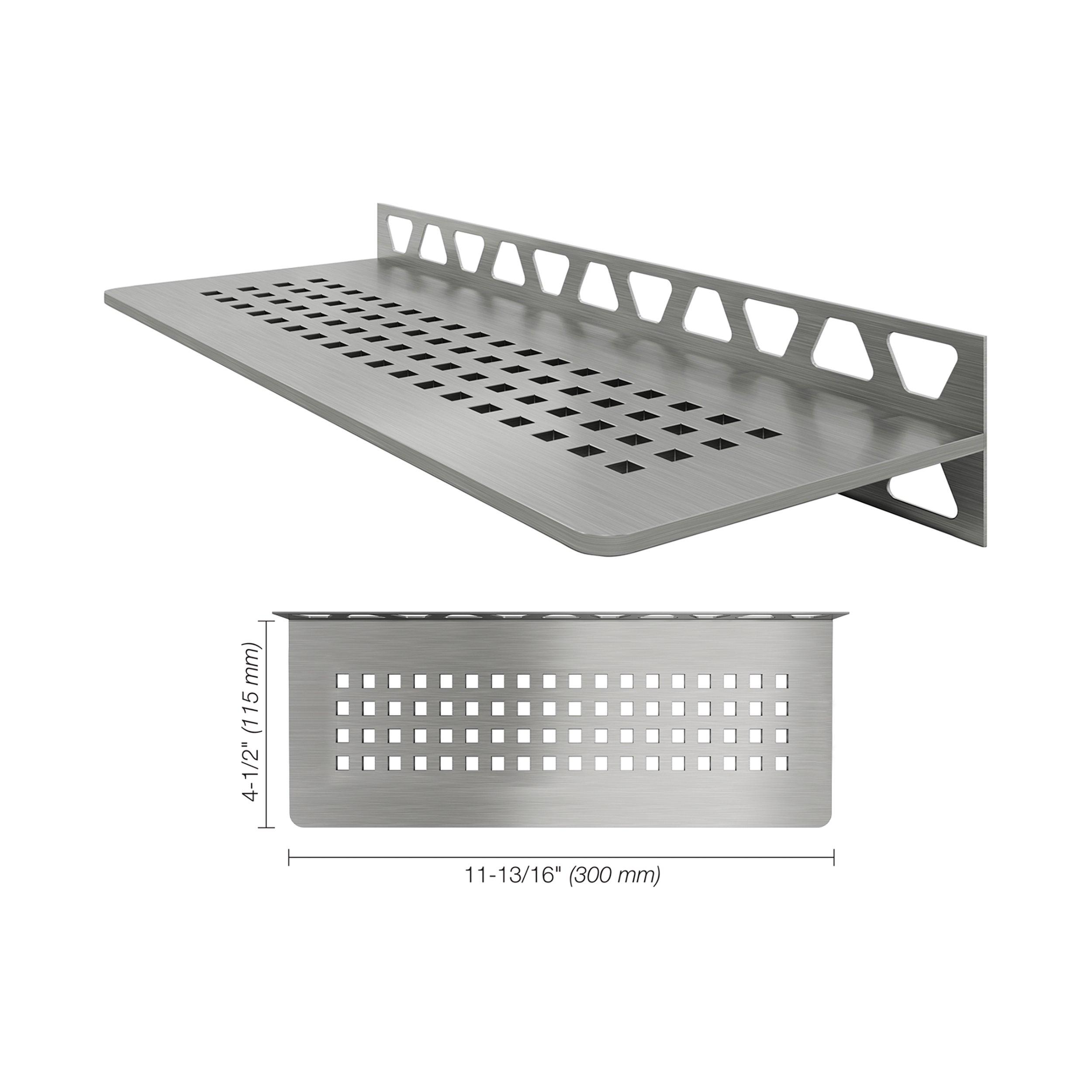 Schluter Shelf Rectangular Wall Square Brush Stainless Steel