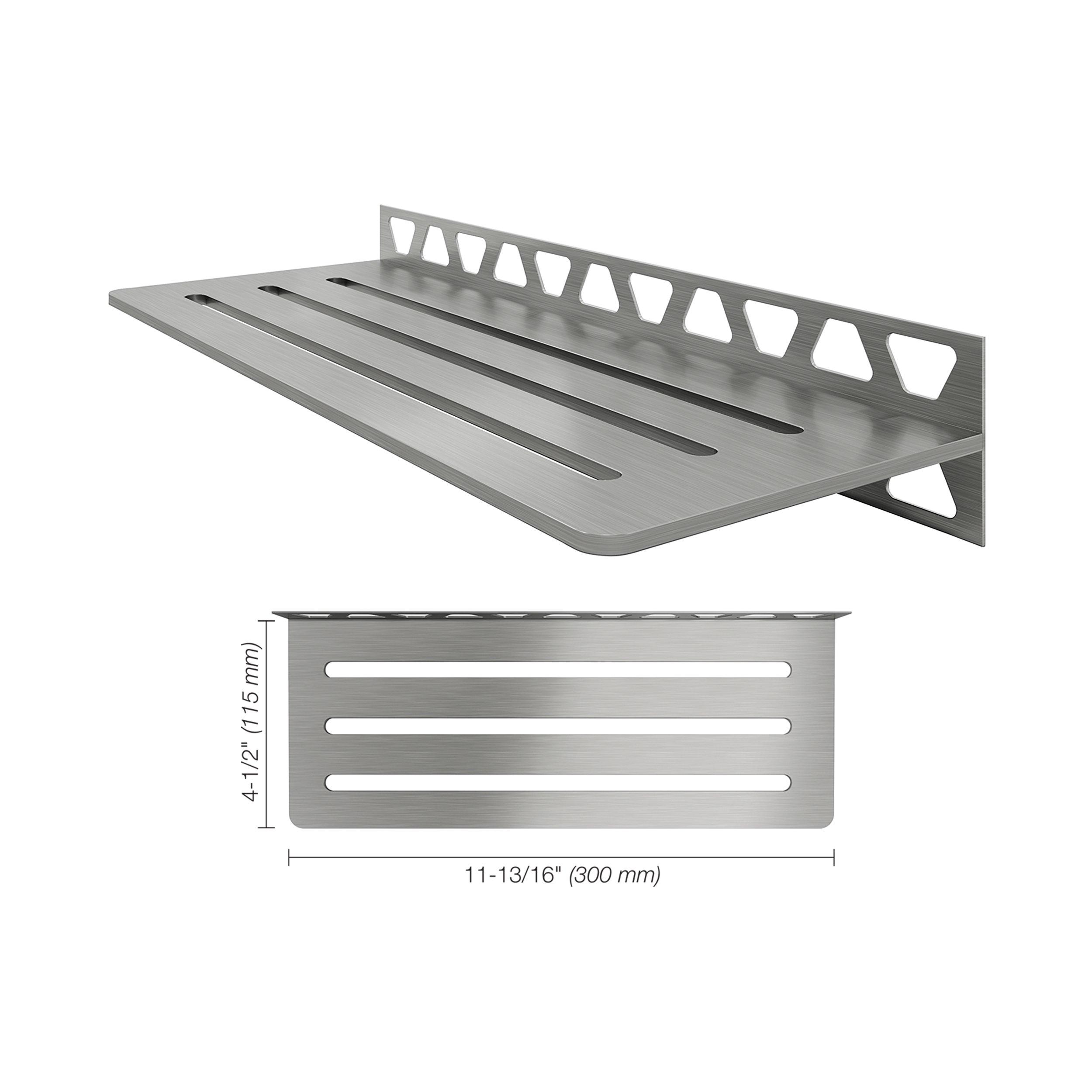 Schluter Shelf Rectangular Wall Wave Brush Stainless Steel