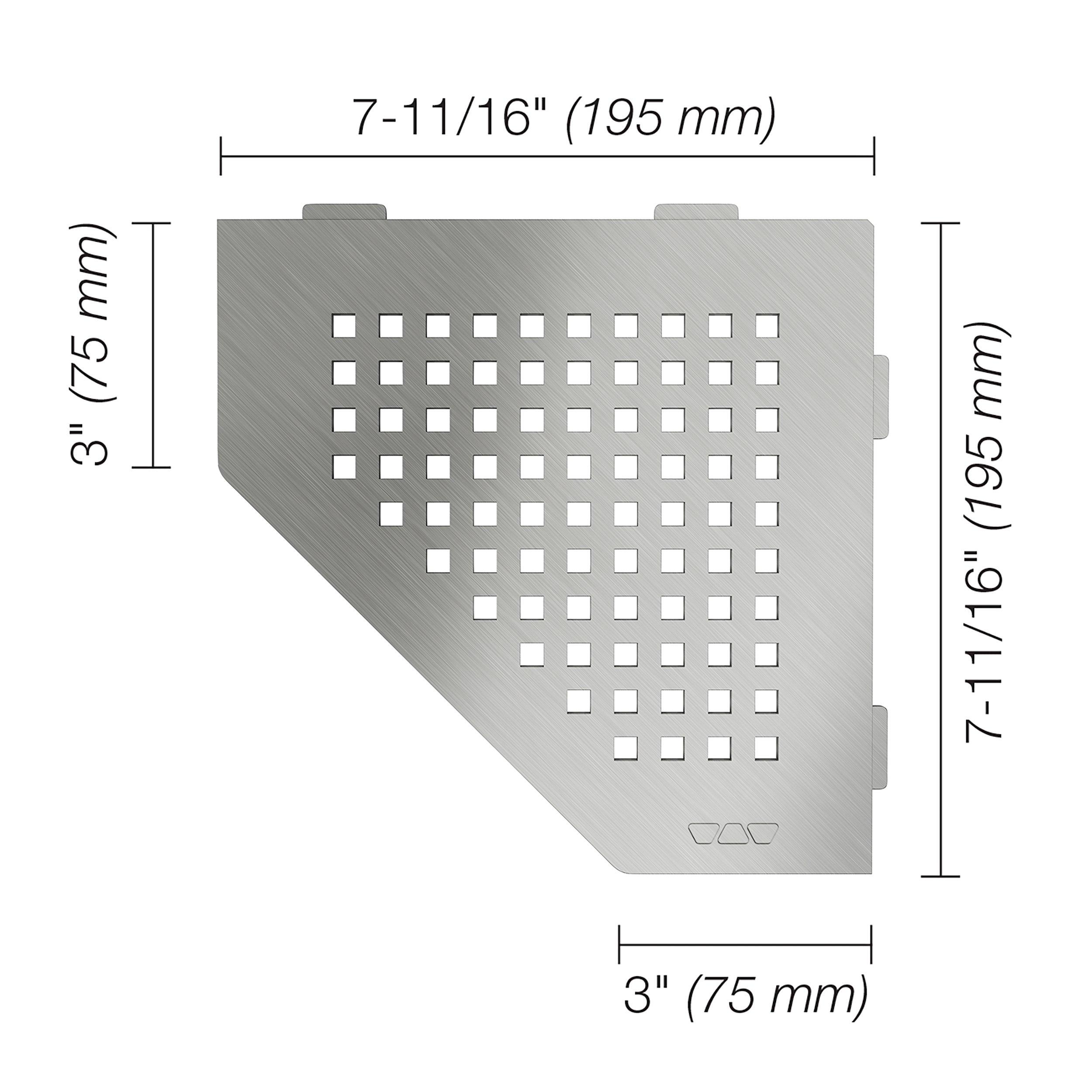 Schluter Shelf Pentagonal Corner Square Brush Stainless Steel