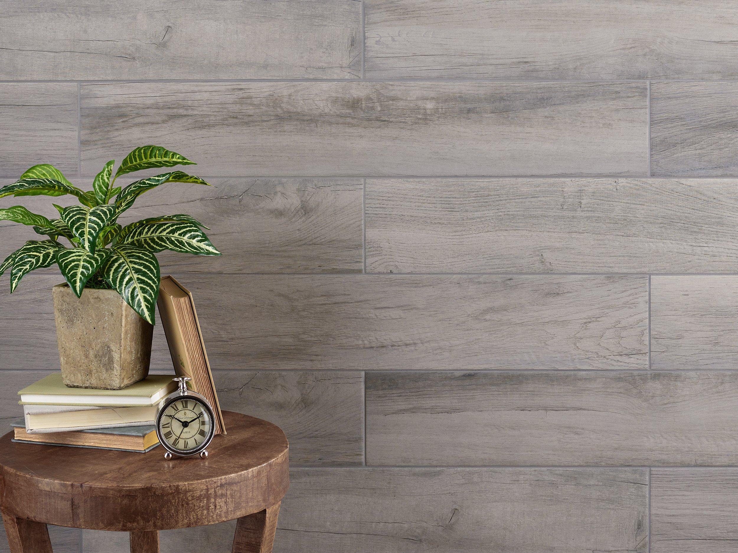 Wood effect floor tiles smokey grey - Full body porcelain stoneware ◇