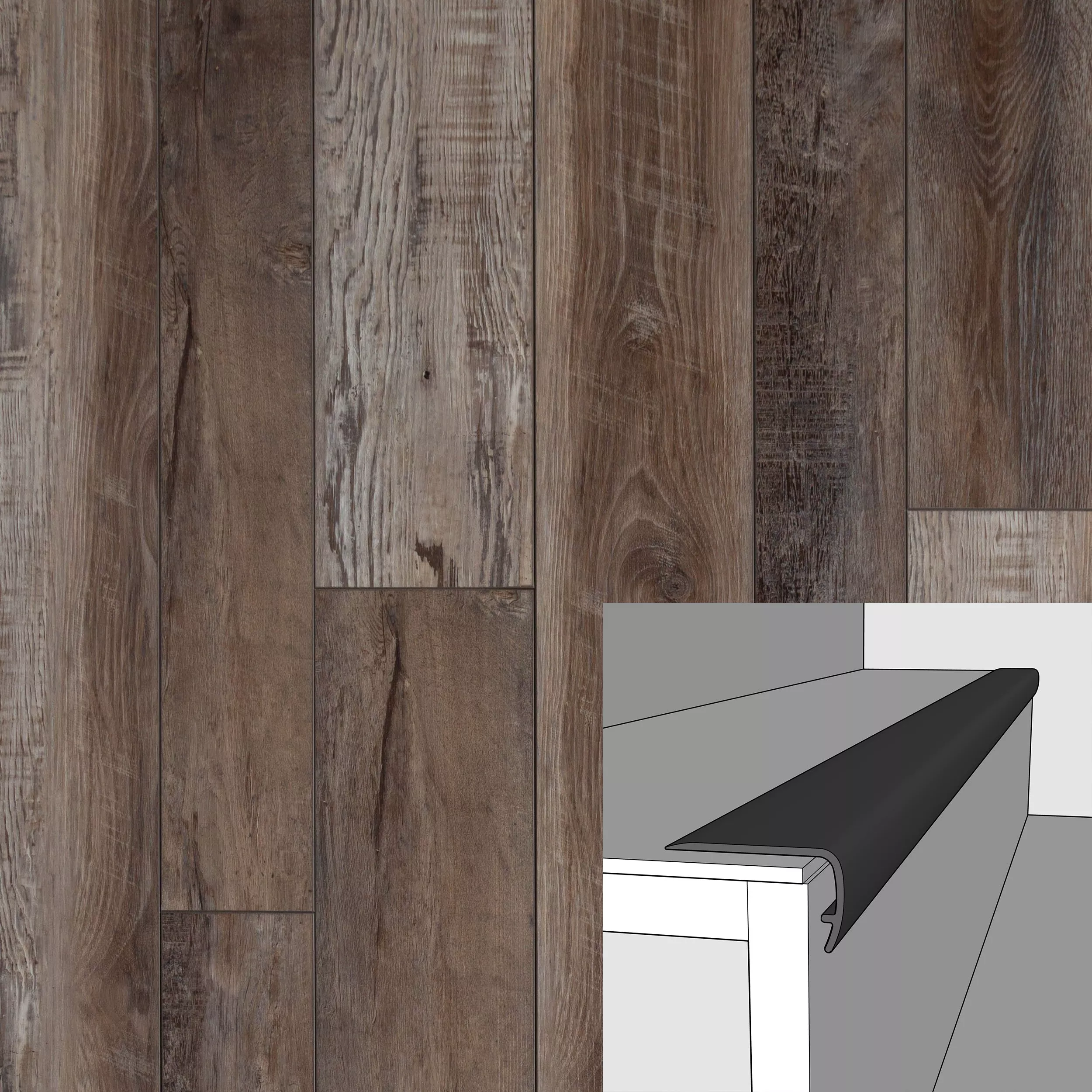 Color 5640F 94in. Vinyl Overlapping Stair Nose