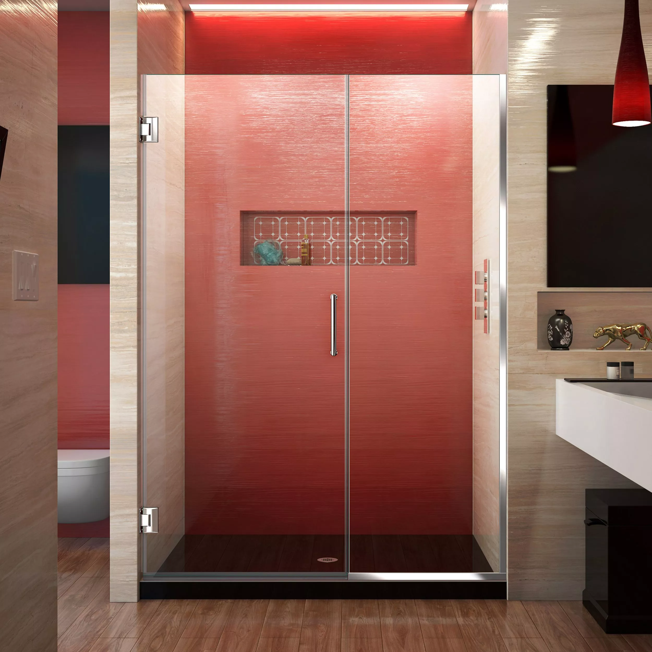 Unidoor Plus Chrome Frameless Hinged Shower Door