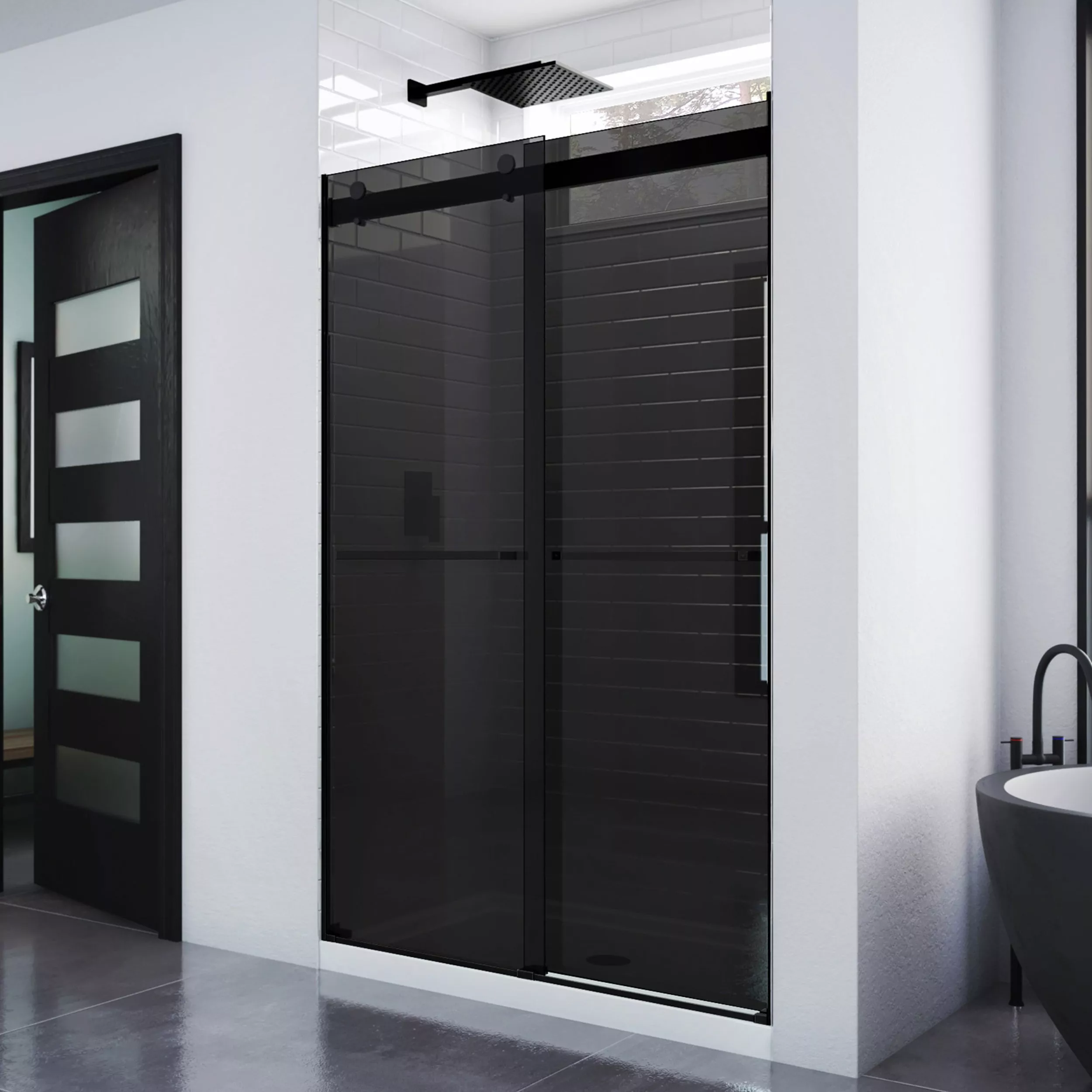 Essence Satin Black Bypass Sliding Shower Door